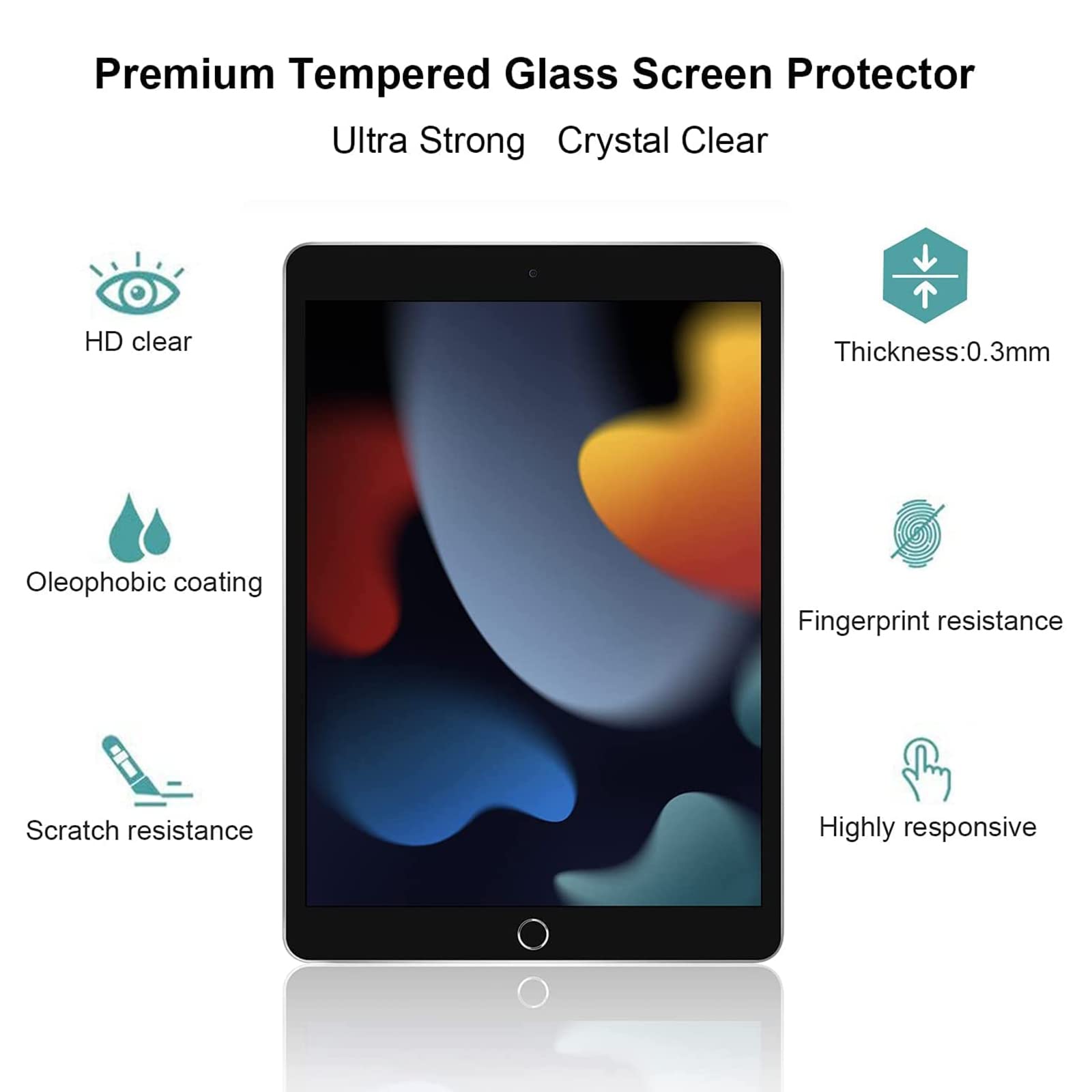 Xzc [2 Pack] Screen Protector Compatible With Ipad 9Th Generation/Ipad 8Th Generation/Ipad 7Th Generation 10.2 Inch Tempered Gla