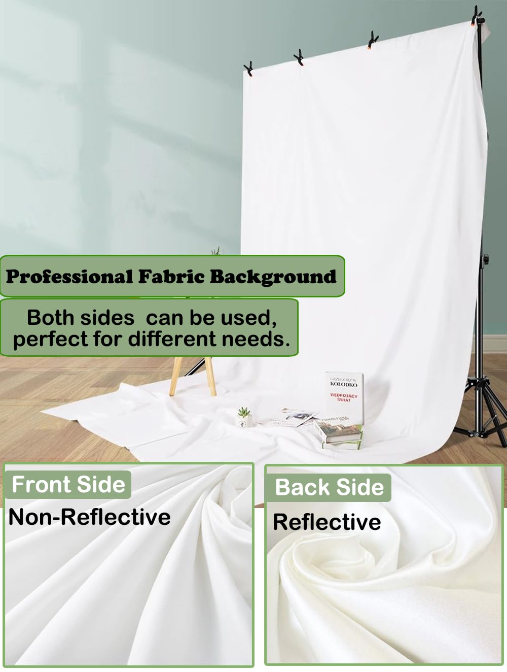 4.9  9.8Ft White Seamless Fabric Backdrop,Thicken, Screen Backdrop,Polyester Material Background Cloth For Photography,Video And