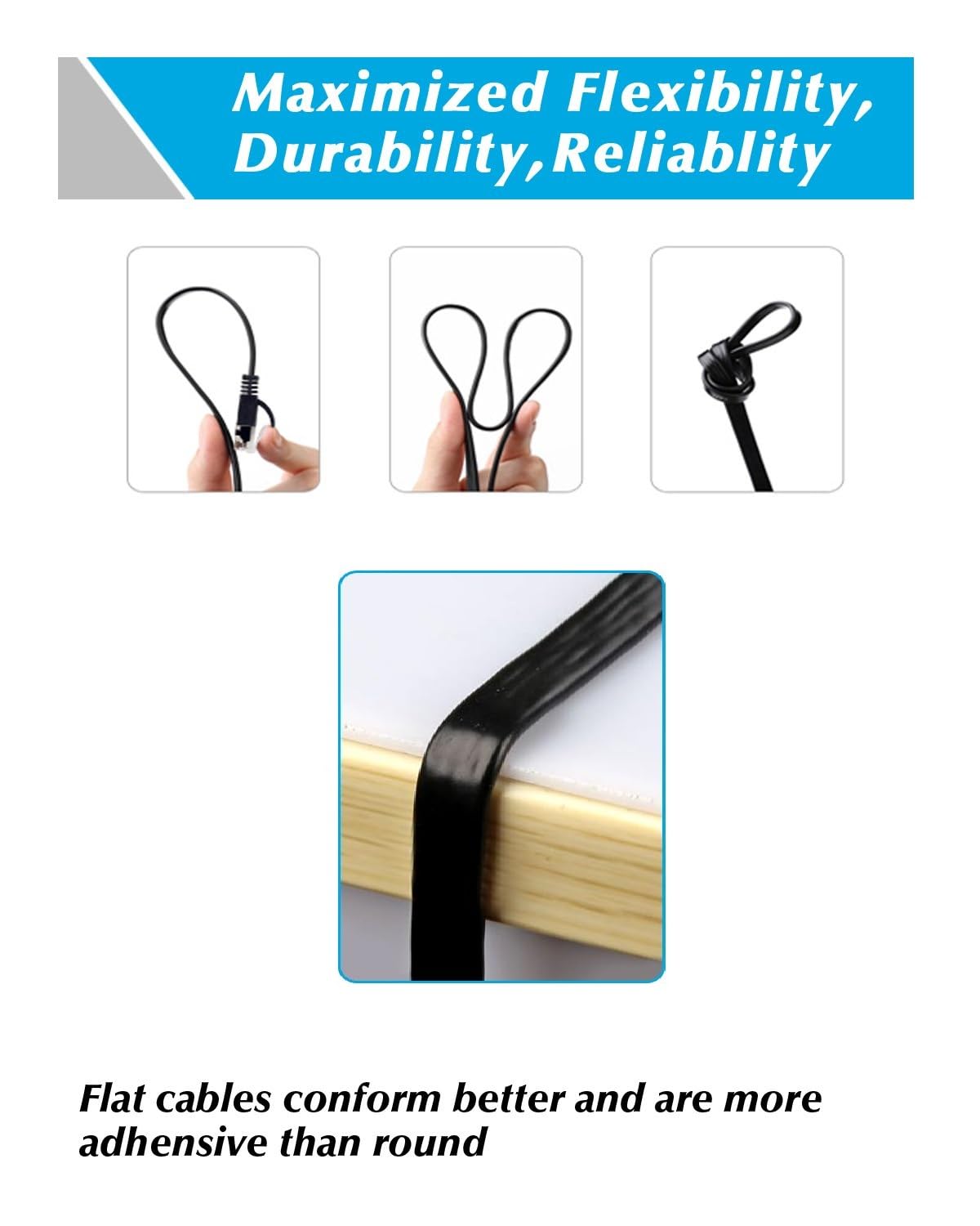 Cat7 Ethernet Cable, 50 Ft Network Cable For Xbox Ps4, High Speed Flat Internet Cord With Clips Rj45 Snagless Connector Fast Com