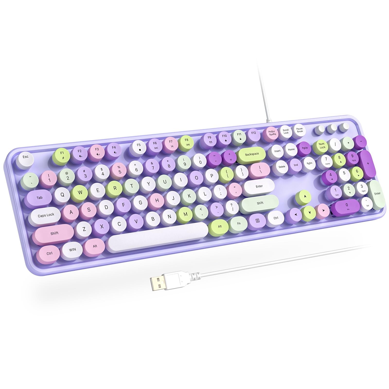 Atelus Computer Wired Keyboard, Plug Play Usb Full Size Keyboard With Large Number Pad, Caps Indicators, Foldable Stands, For Wi