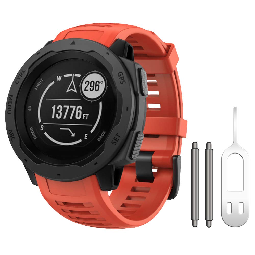 Notocity For Garmin Instinct Band, Soft Silicone Replacement Watch Strap Compatible With Garmin Instinct 2/ Solar/Tactical(Flame