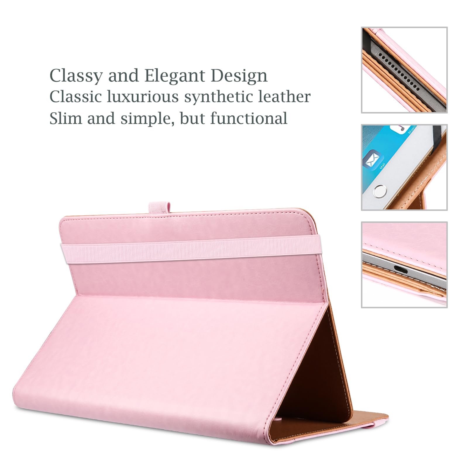 Procase Universal Tablet Case 9' 10.1' Inch, Stand Folio Tablet Case Protective Cover For 9' 9.7' 10' 10.1' Touchscreen Tablet With Multiple Viewing Angles And Pen Holder  Pink