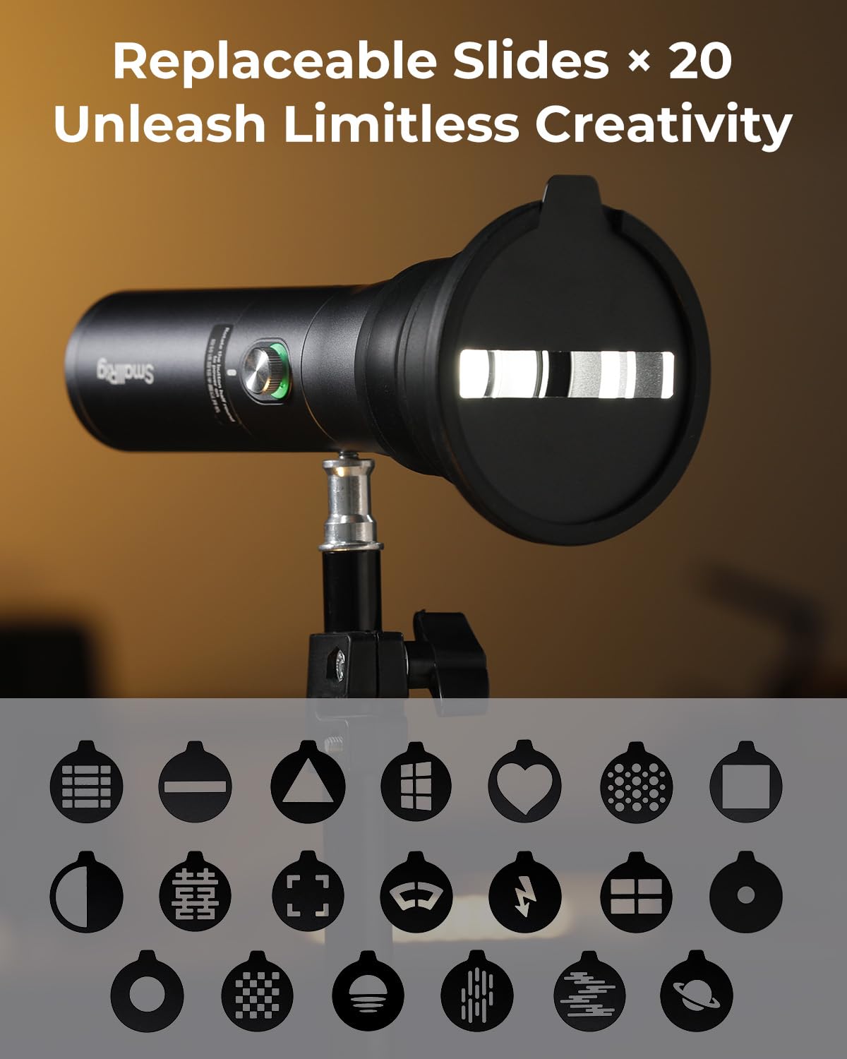Smallrig Rgb Led Photography Flashlight, 7500Mah Aluminum Alloy Patterned Ambient Light, 4 Color Fill Light With 20 Patterned Li