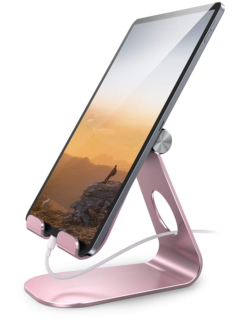Lamicall Tablet Stand Adjustable, Tablet Stand : Desktop Stand Holder Dock Compatible with Tablet Such as iPad 2018 Pro 9.7, 10.5, Air Mini 4 3 2, Kindle, Nexus, Tab, E Reader (4 13'')   Rose Gold