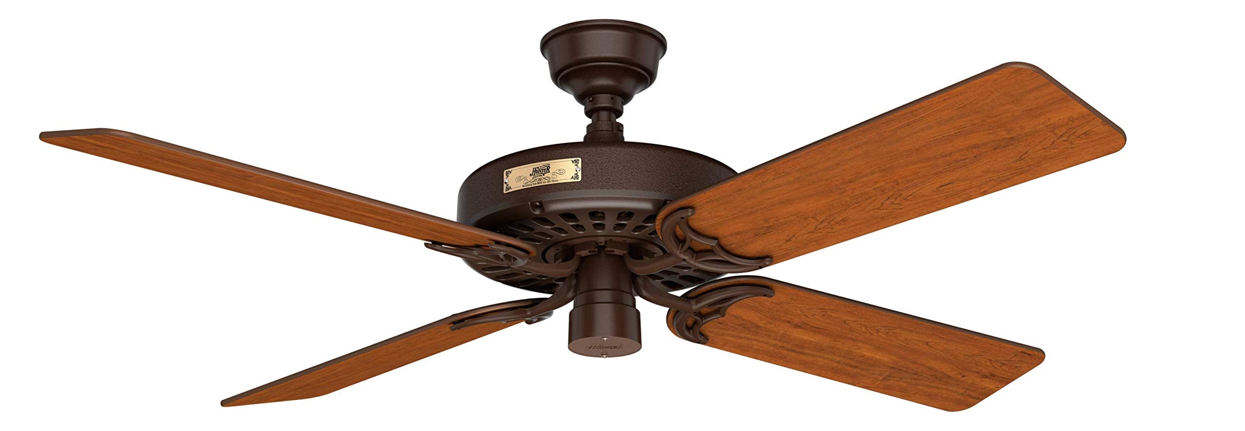 Hunter 52 inch Outdoor or Indoor Ceiling Fan No Light - Brown Ceiling Fan without Light, For Patio, Porch, Garage, or Living Roo