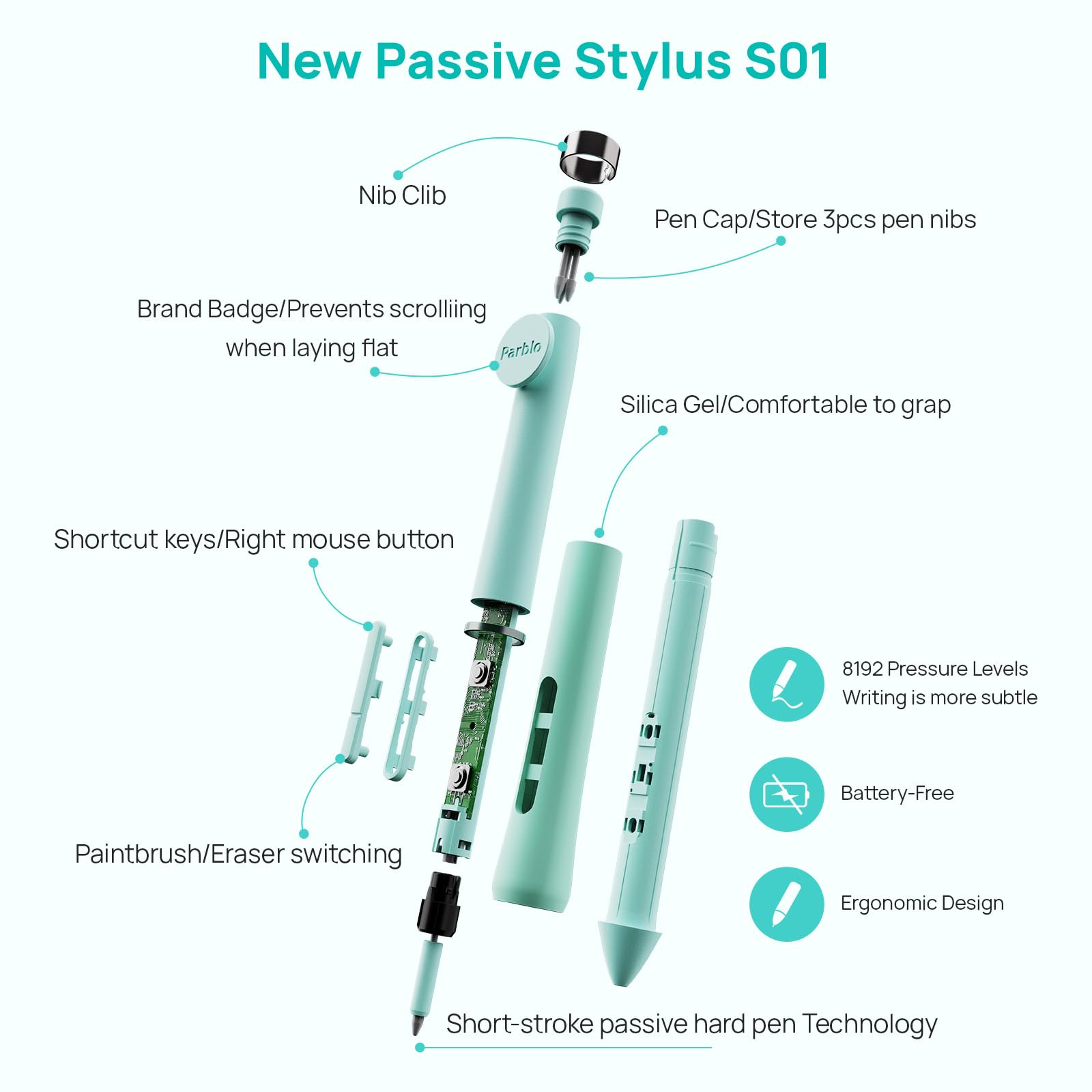 Parblo Intangbo X7 Drawing Tablet 7.2X4.5 Inch Graphics Tablets,Digital Drawing Tablet With Mode Switch,6 Customized Keys,Batter