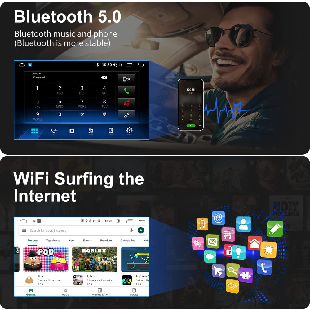Android 13 Car Stereo For Toyota 4Runner 2014 2019 With Wireless Carplay Android Auto,10.33 Inch Touch Screen Bluetooth Gps Wifi