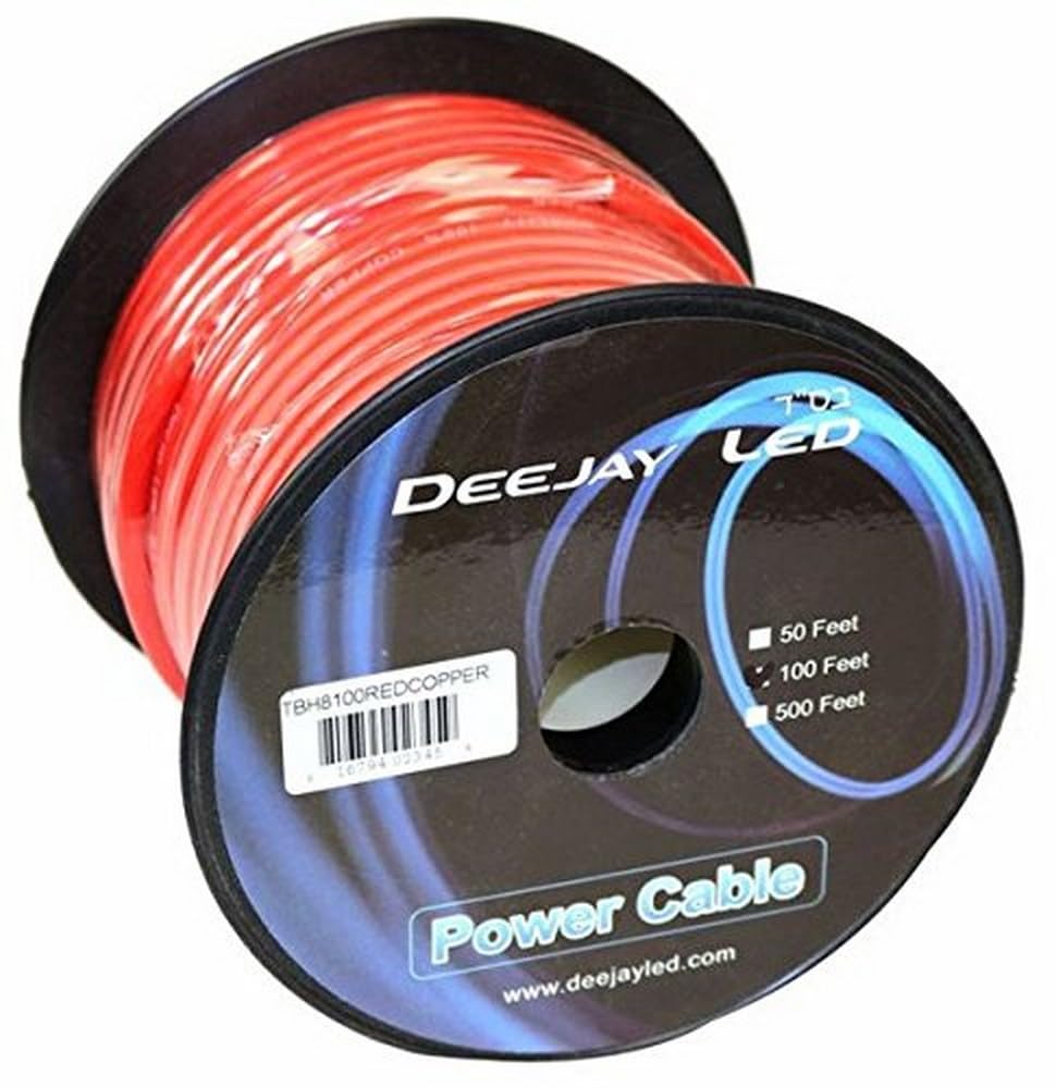 8-Gauge 100 Foot Red Copper Stranded Power Cable