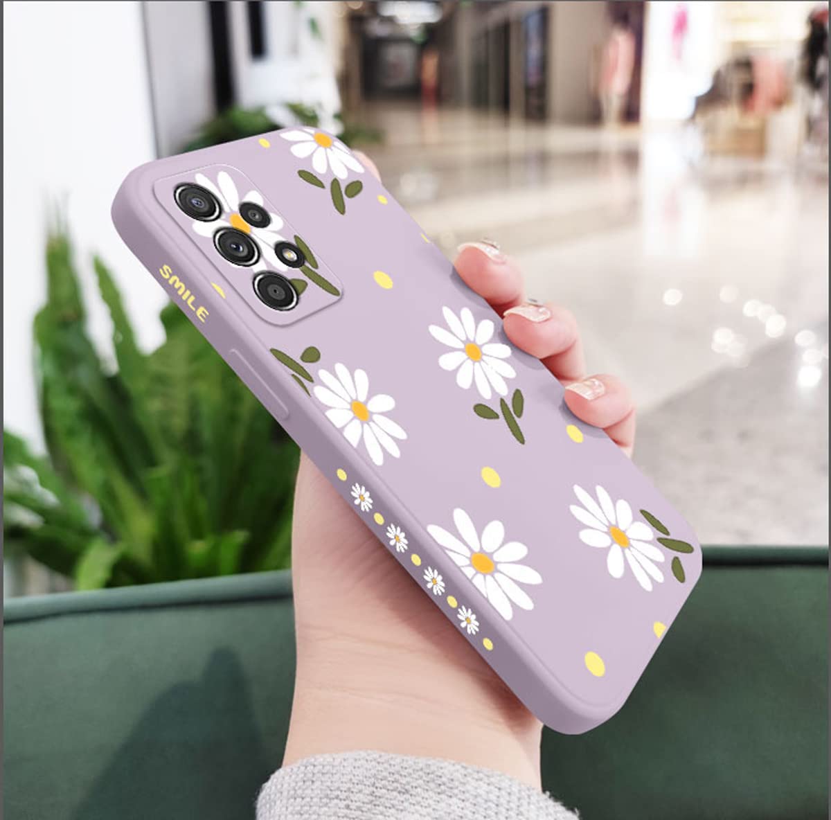 Sunswim For Galaxy A53 5G Case Cute Flowers Daisy Pattern Full Camera Lens Protection Shockproof Tpu Bumper Liquid Silicone Prot
