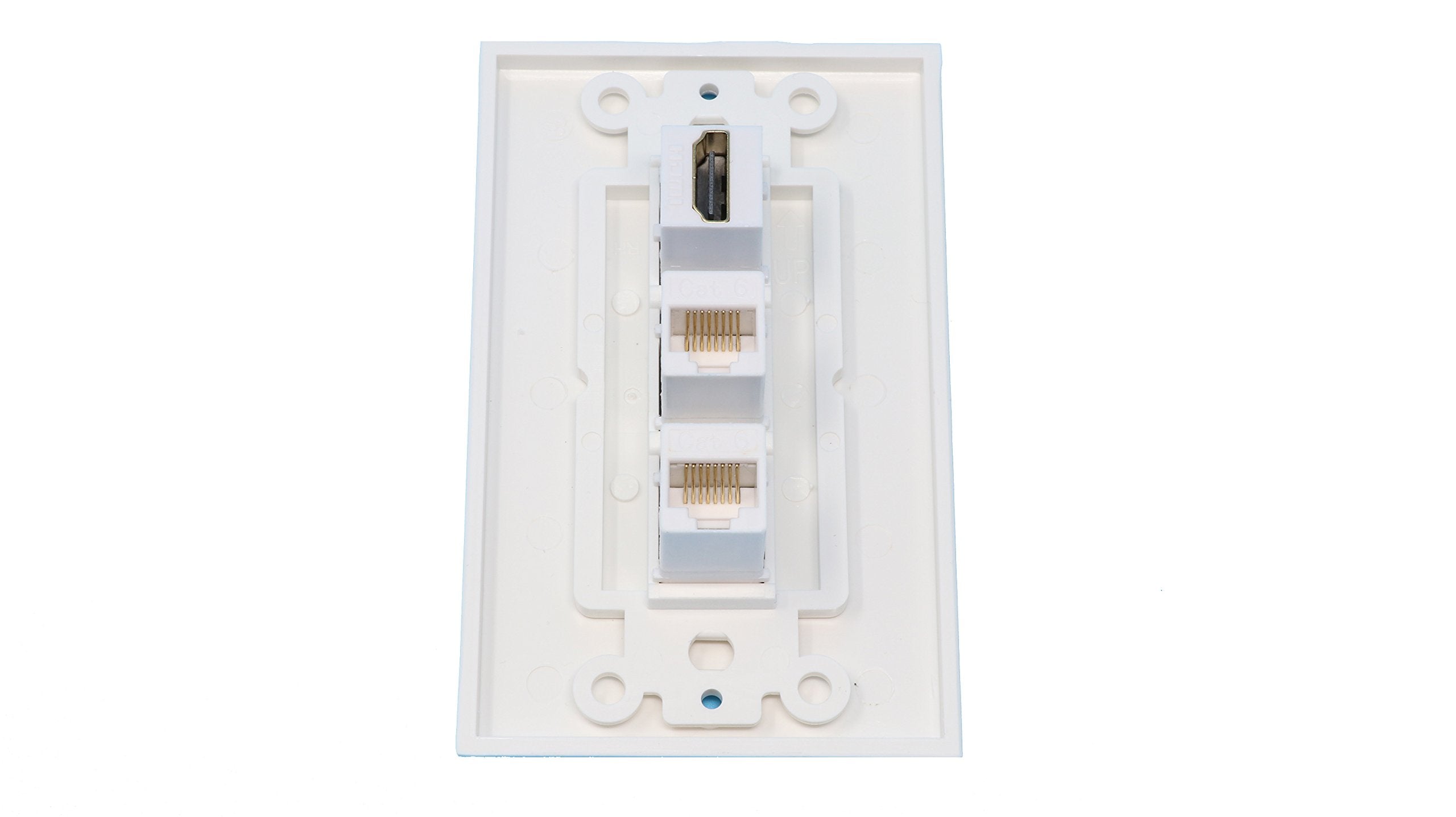 Riteav   1 Port Hdmi 2 Port Cat6 Ethernet Decorative Wall Plate   White