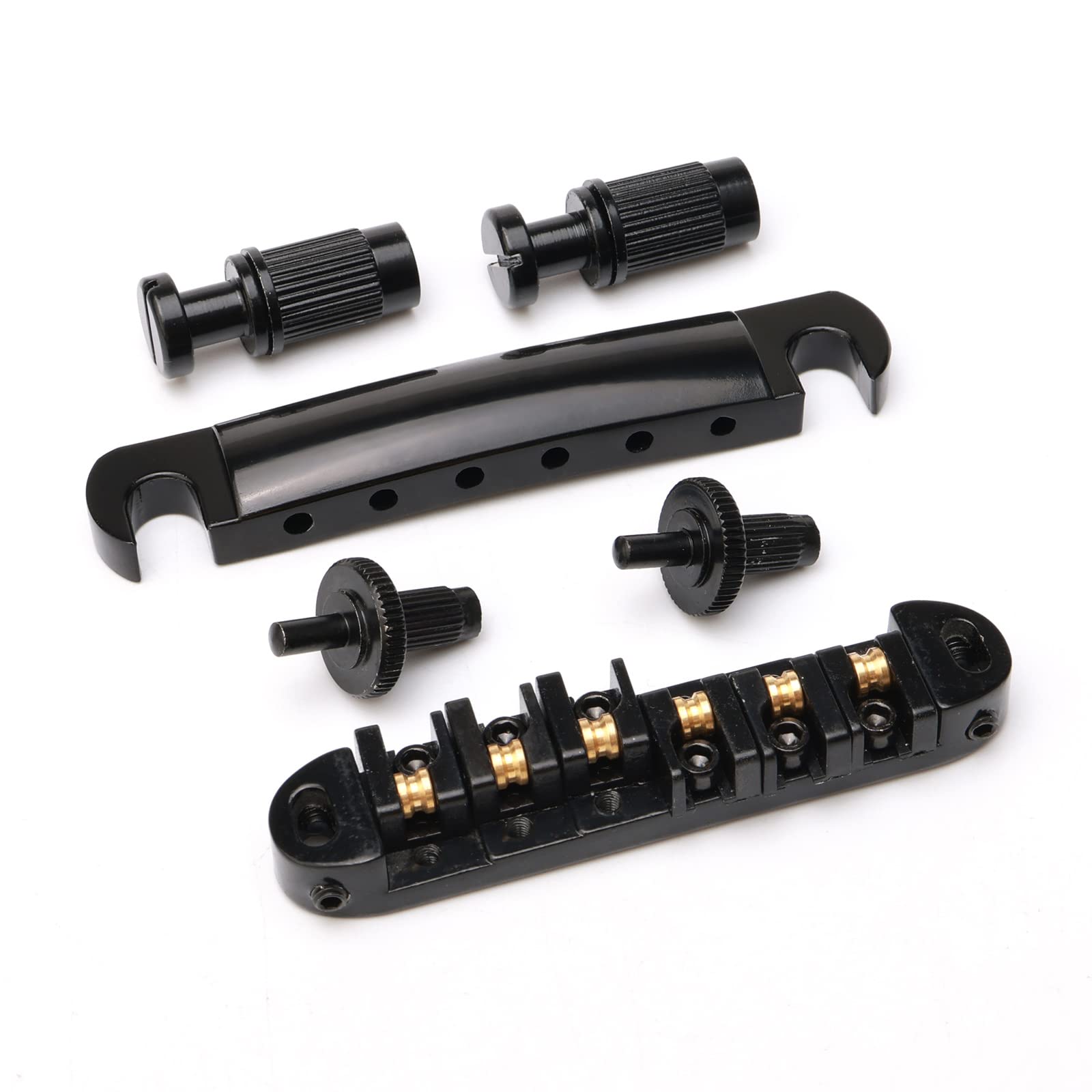 Unxuey Guitar Roller Saddle Tune O Matic Guitar Bridge And Tailpiece For Lp Electric Guitar, With 3L3R String Tuning Pegs, 6Pcs