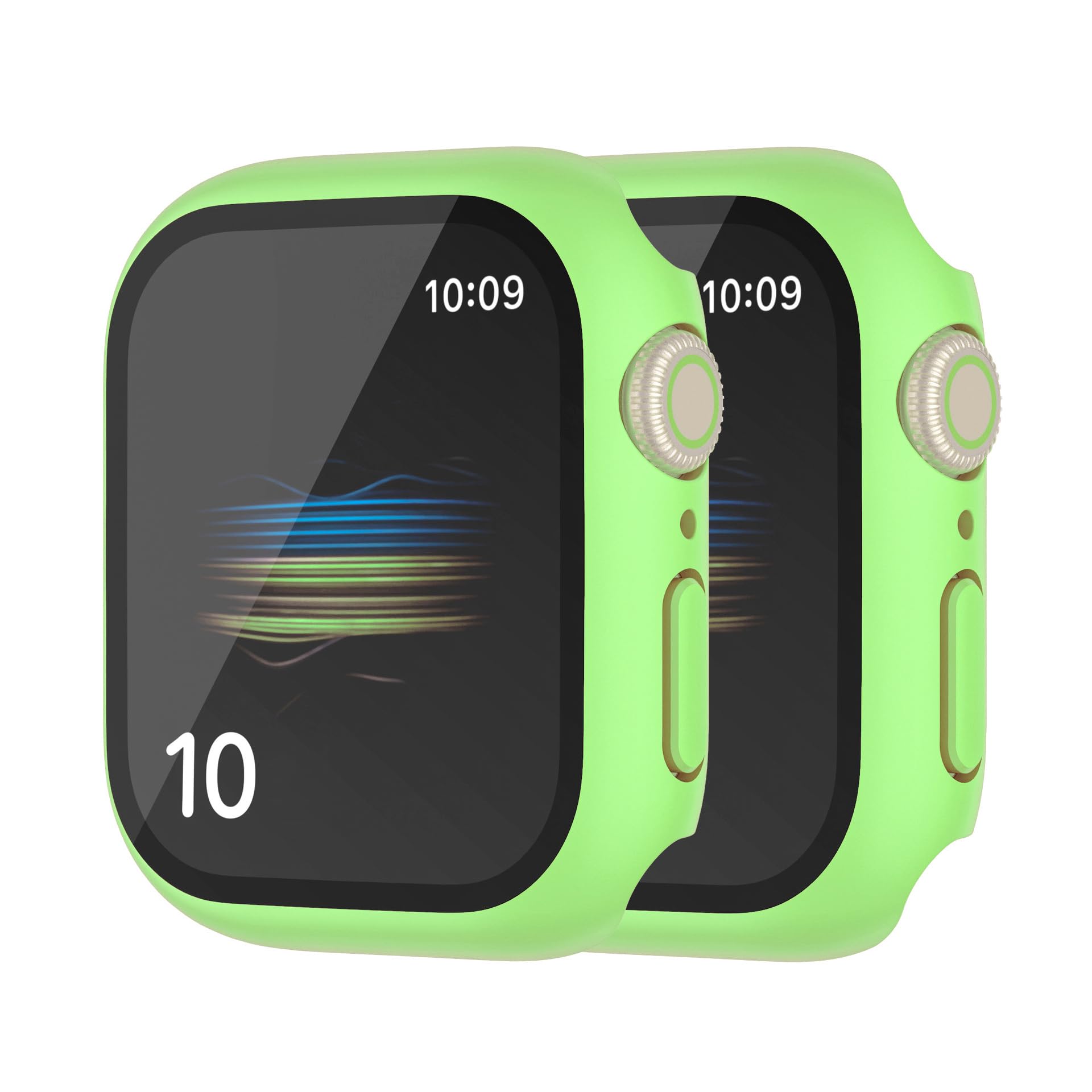 HANKN 2 Pack Hard PC Case with Button for Apple Watch Series 11/10 46mm Tempered Glass Screen Protector Case, Full Coverage Iwat