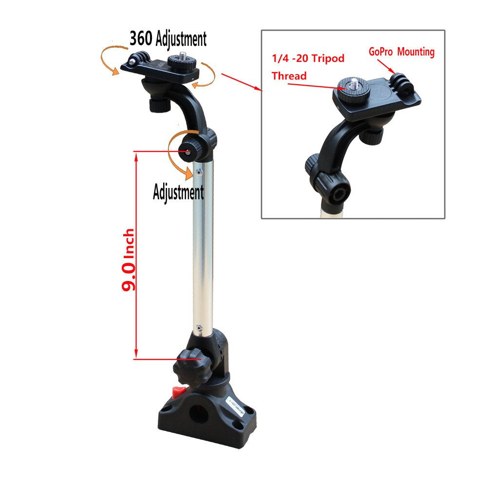 Brocraft Kayak Portable Camera Mount/For Gopro 11/10/9/8/7 And Phone With 9Inch Extension Arm