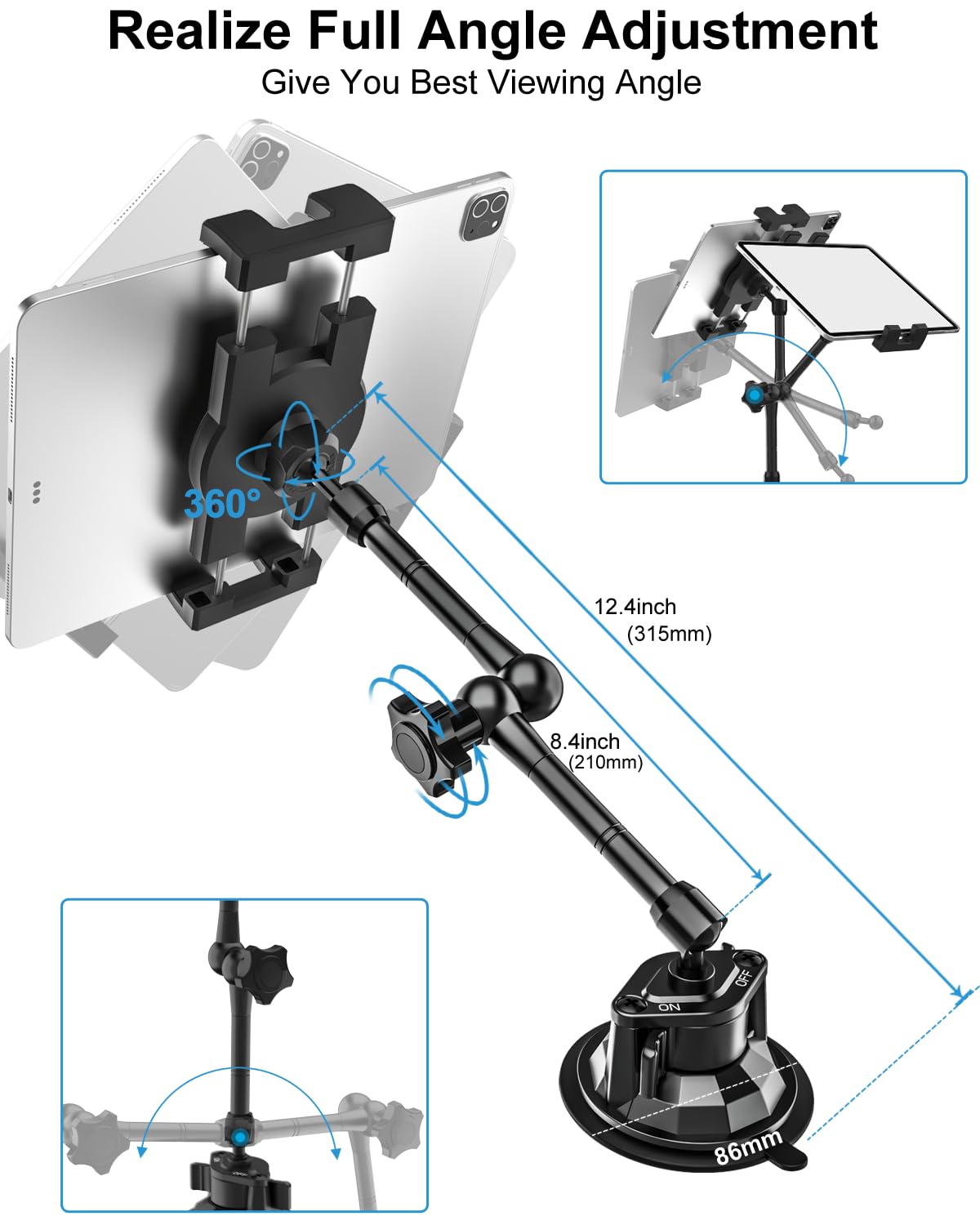 Metal Tablet Mount For Truck   Heavy Duty [Super Suction Cup] Tablet Truck Mount Dashboard Windshield For Car/Semi Truck/Pickup/