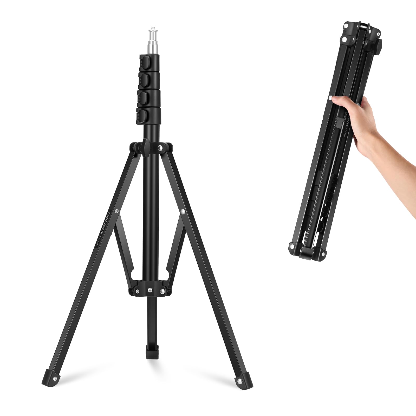 Neewer 71''/180Cm Portable Light Stand, Adjustable Metal Camera Tripod Reverse Folding Light Tripod, Led Light Ring Light Reflec