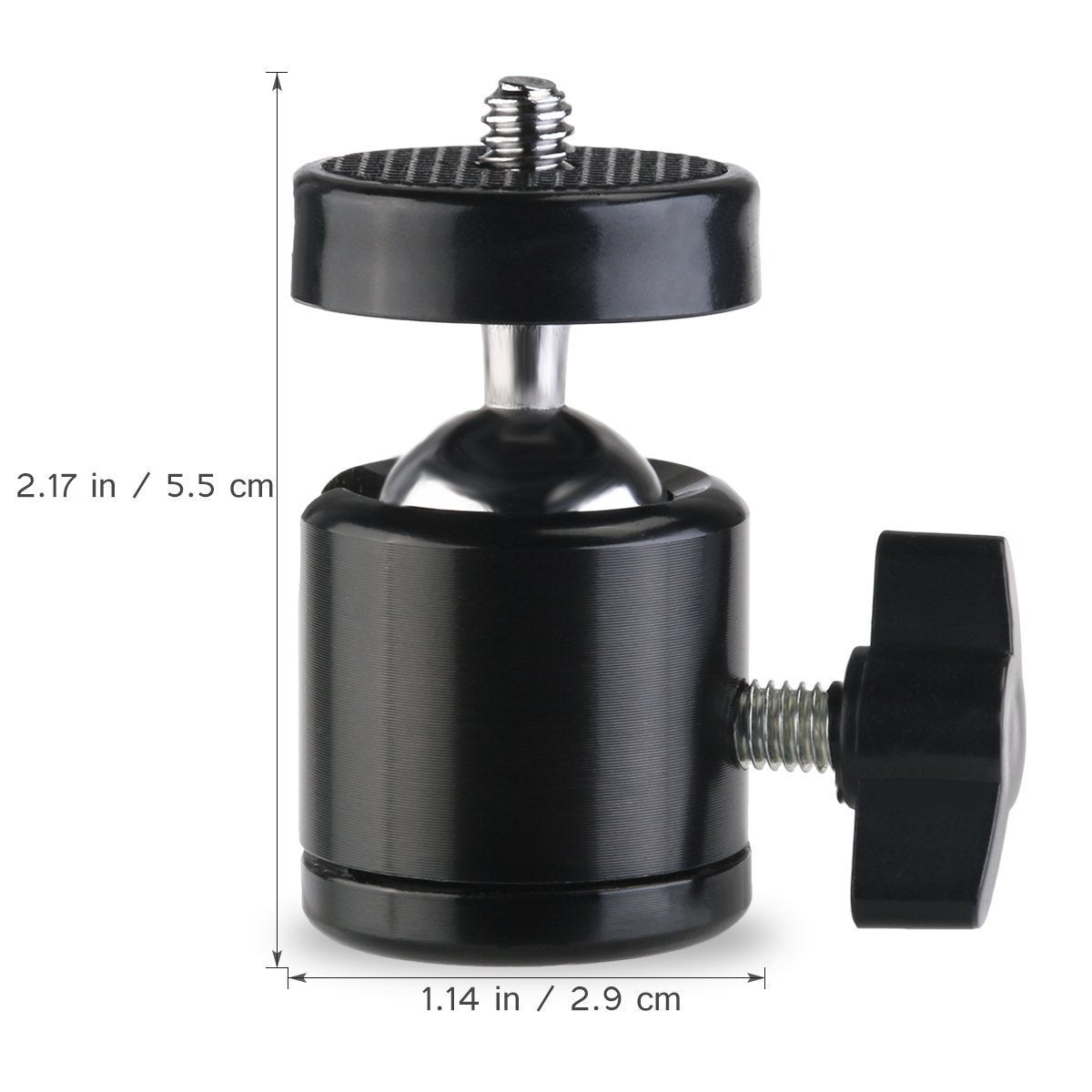 Slow Dolphin Hot Shoe Mount Adapter 360 Degree Swivel Mini Ball Head 1/4 Tripod Screw Head For Cameras, Camcorders, Smart Phone,