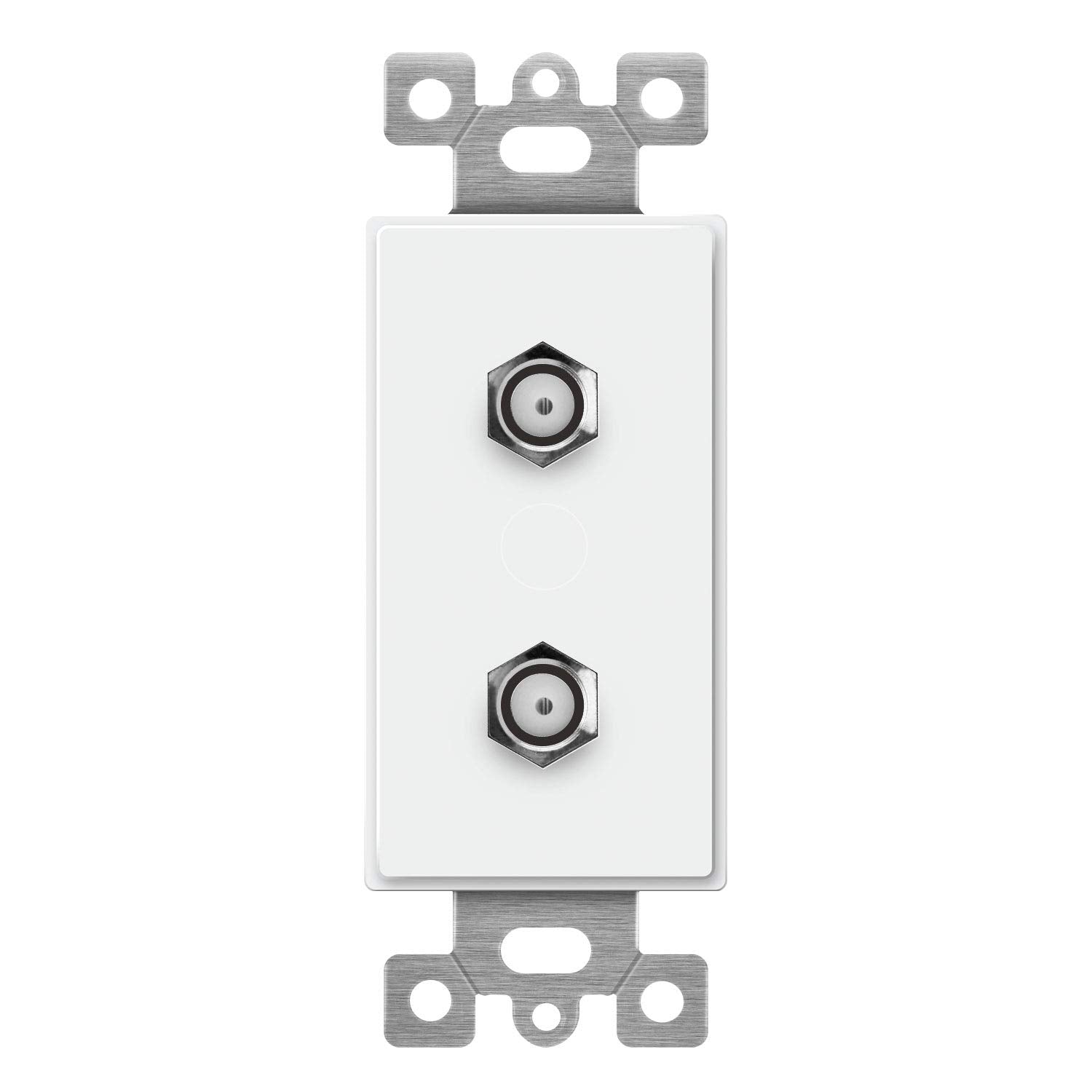 Enerlites Duplex F Type Coaxial Connector Wall Jack (Female To Female) Molded In Voice And Audio/Video, 6506 W, White