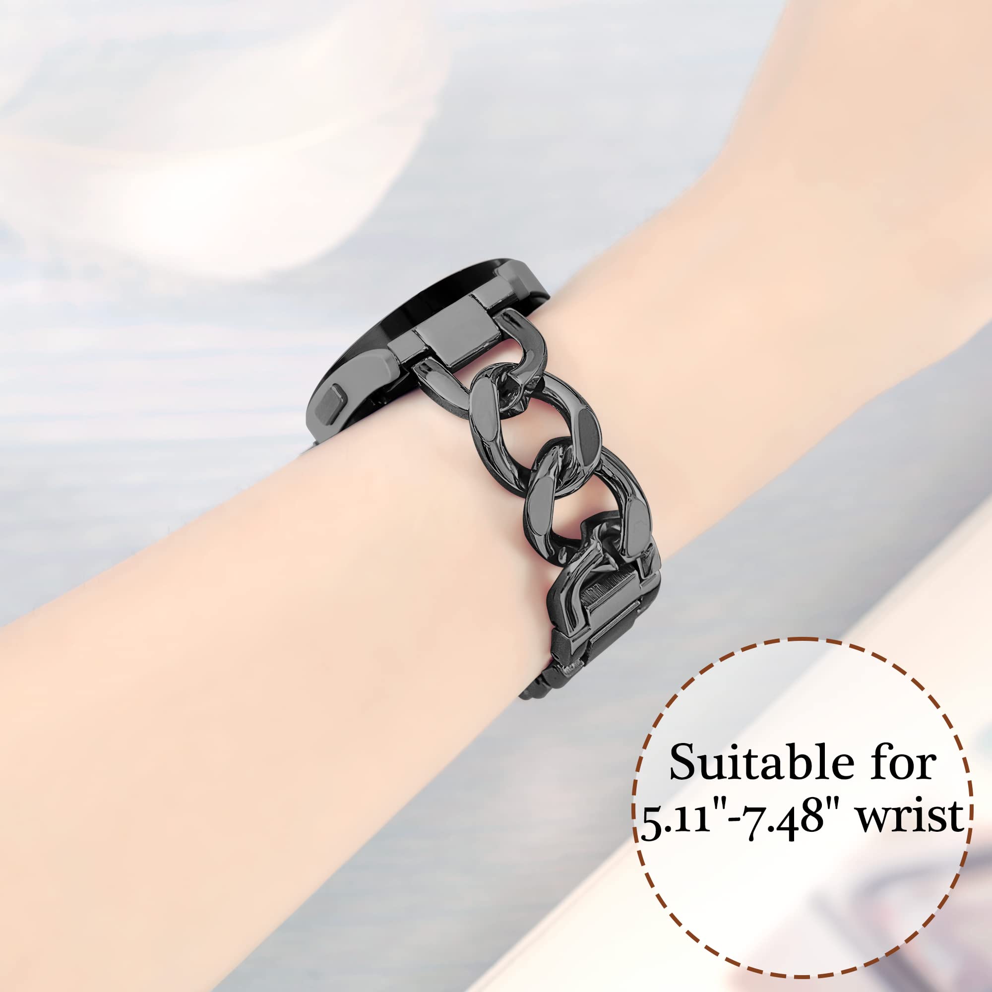 G Ficu Samsung Watch 6 5 4 Bands Cowboy Chain 20Mm Watch Band For Galaxy Watch 4 5 6 Band 40Mm 44Mm, Women Metal Band For Watch