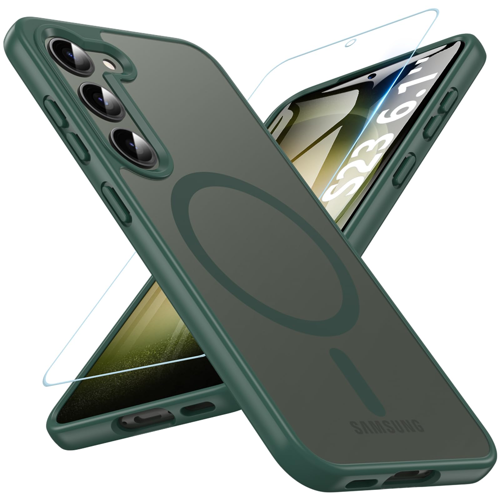 Owkey For Galaxy S23 Case 6.1'', Magnetic Samsung Galaxy S23 Case For Magsafe With Screen Protector, [Military Grade Protection]