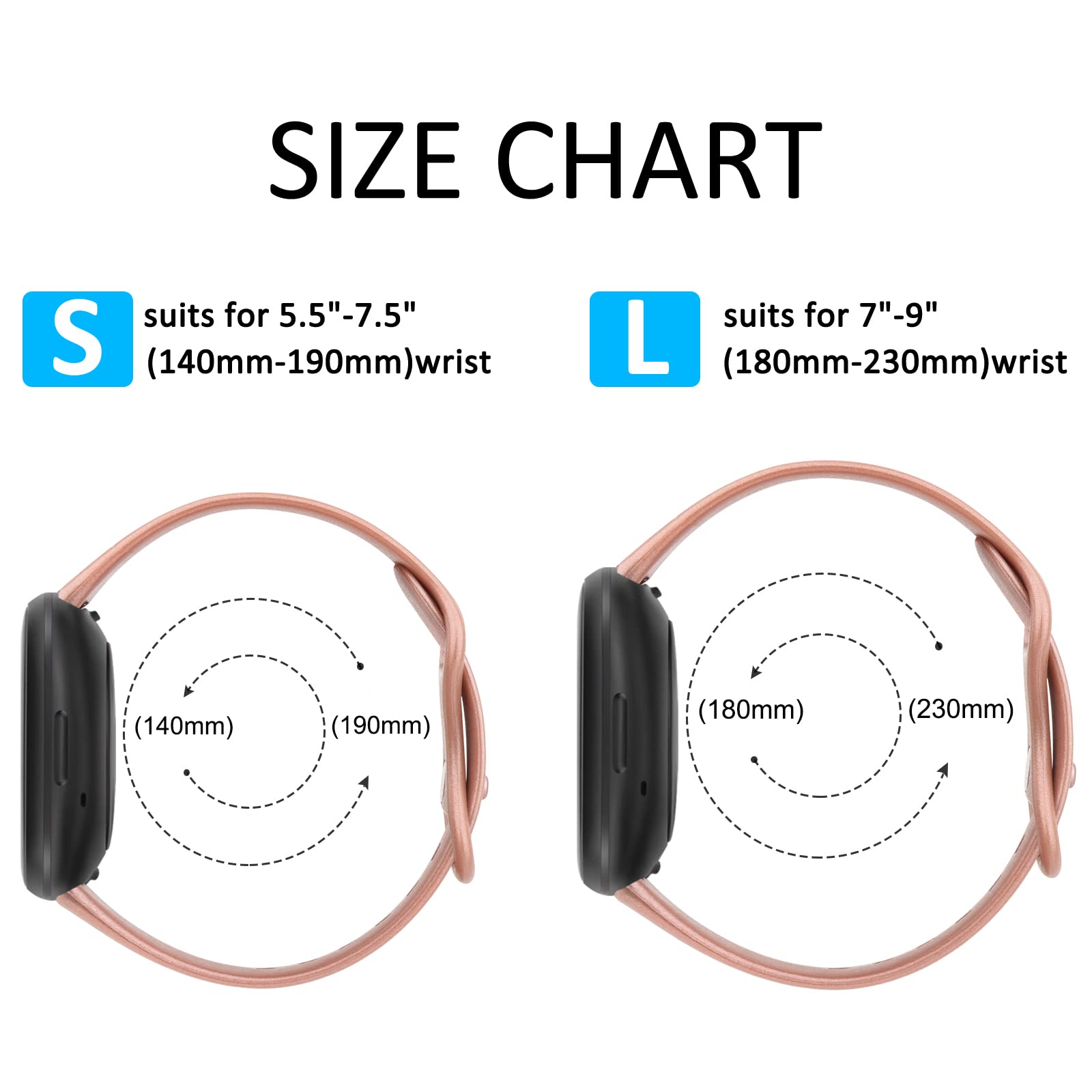 Fitbit Compatible Sport Band - Soft Straps For Sense 2/Sense/Versa 4/Versa 3 Smart Watch (Small, Rose Gold)