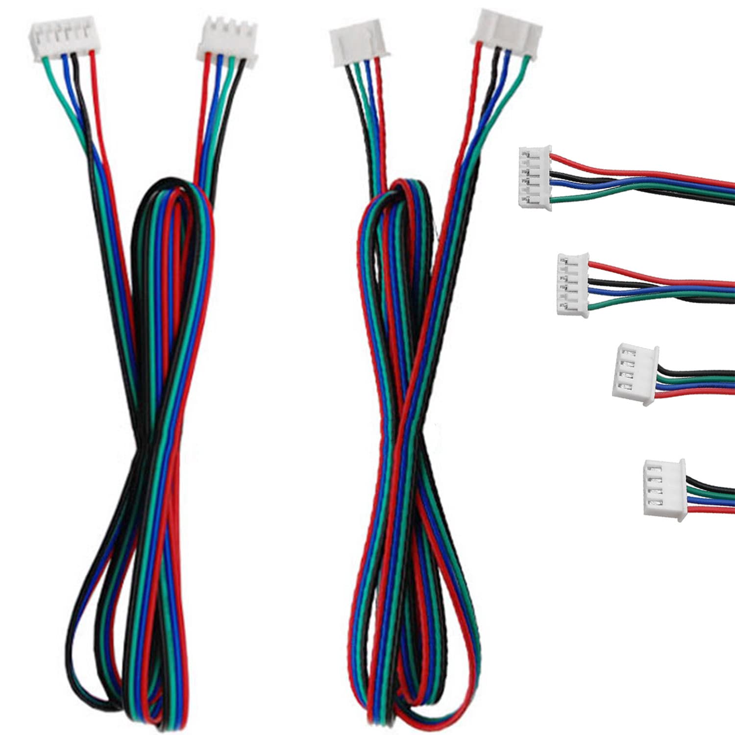 Bllndx Stepper Motor Wire 2Pcs Xh2.54 4P To Ph2.0 6P 2M Color Wire Stepper Motor Cables For Nema 17 Stepper Motor 3D Printer Mot