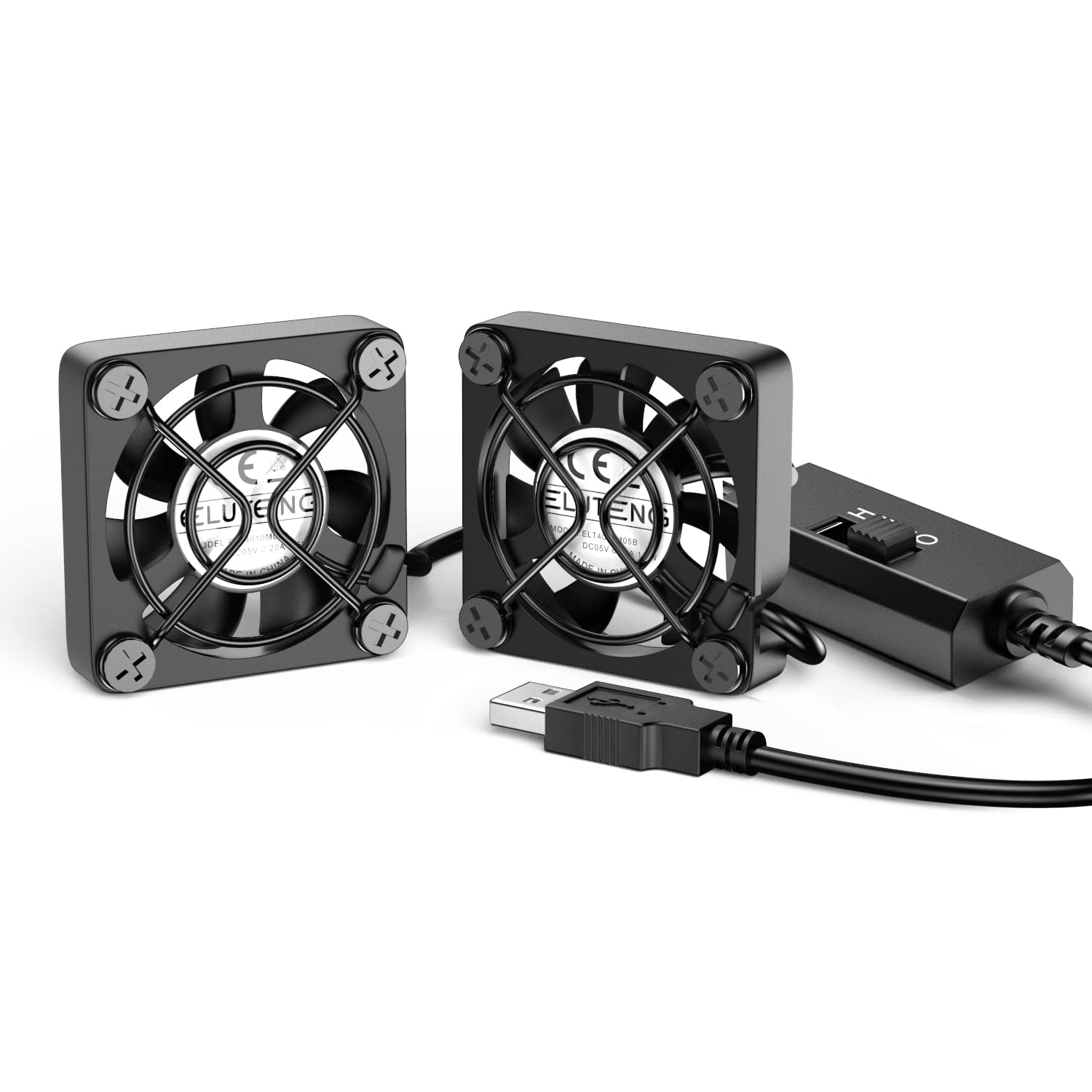 Eluteng Dual 40Mm Usb Fan With 3 Speeds Adjustable 5V Pc Fan Max 5500Rpm 40Mm * 40Mm * 25Mm Mini Case Fan Quiet Computer Fan Com