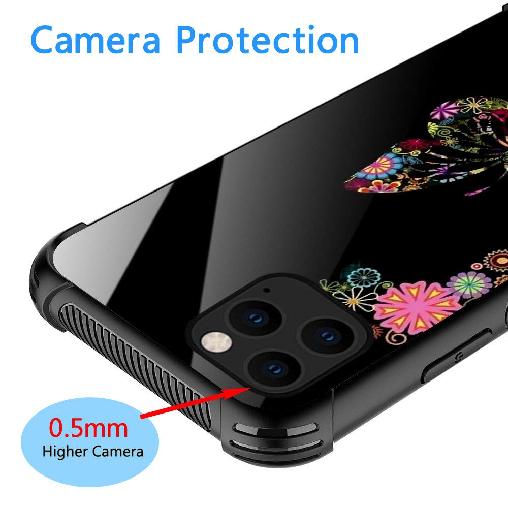 ZHEGAILIAN iPhone 13 Pro Max Phone Case Butterfly Flower Pattern Anti-Scratch Organic Glass TPU