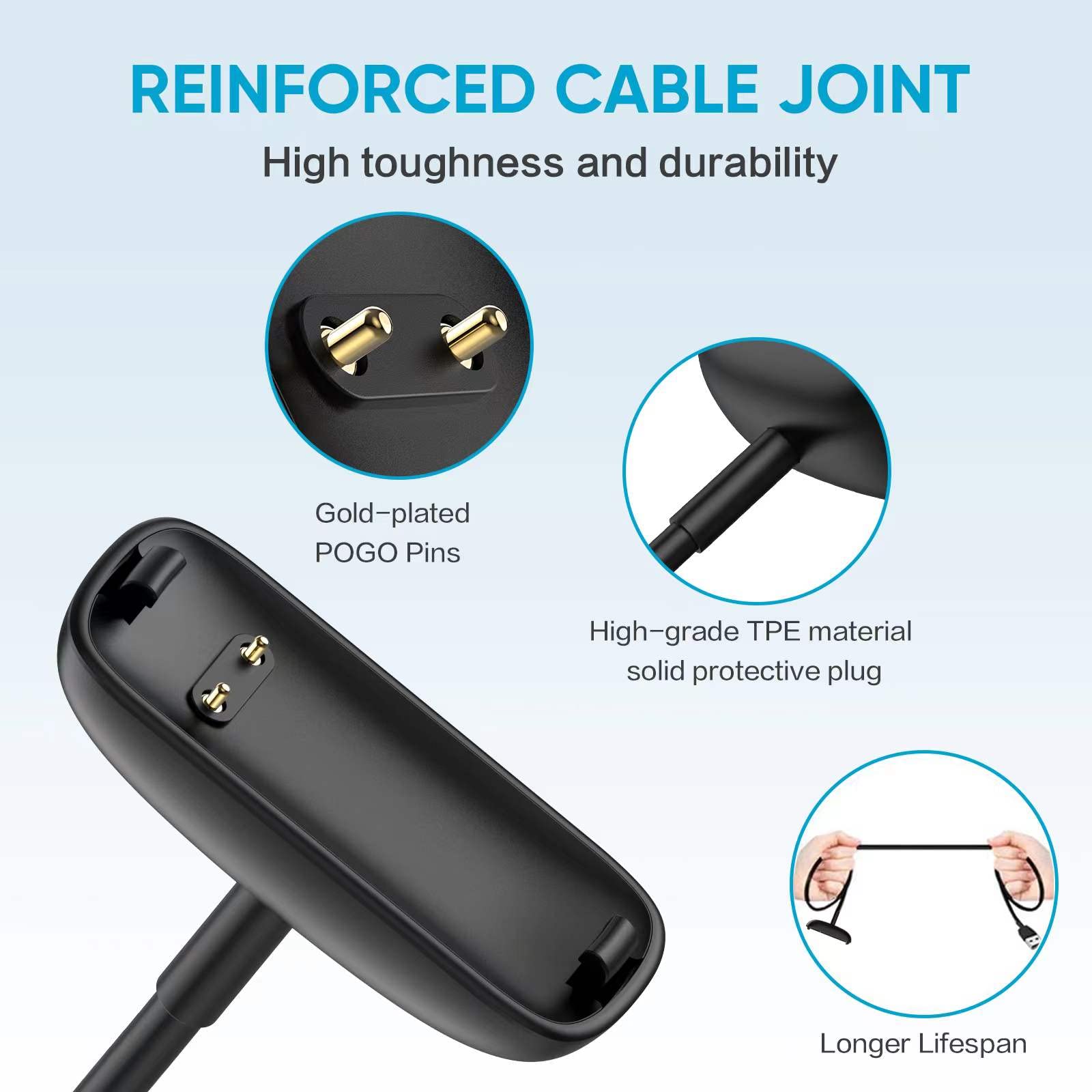 Eeweca [2 Pack] Charger Cable For Fitbit Inspire 3 (3.3 Ft/1.0 Ft)