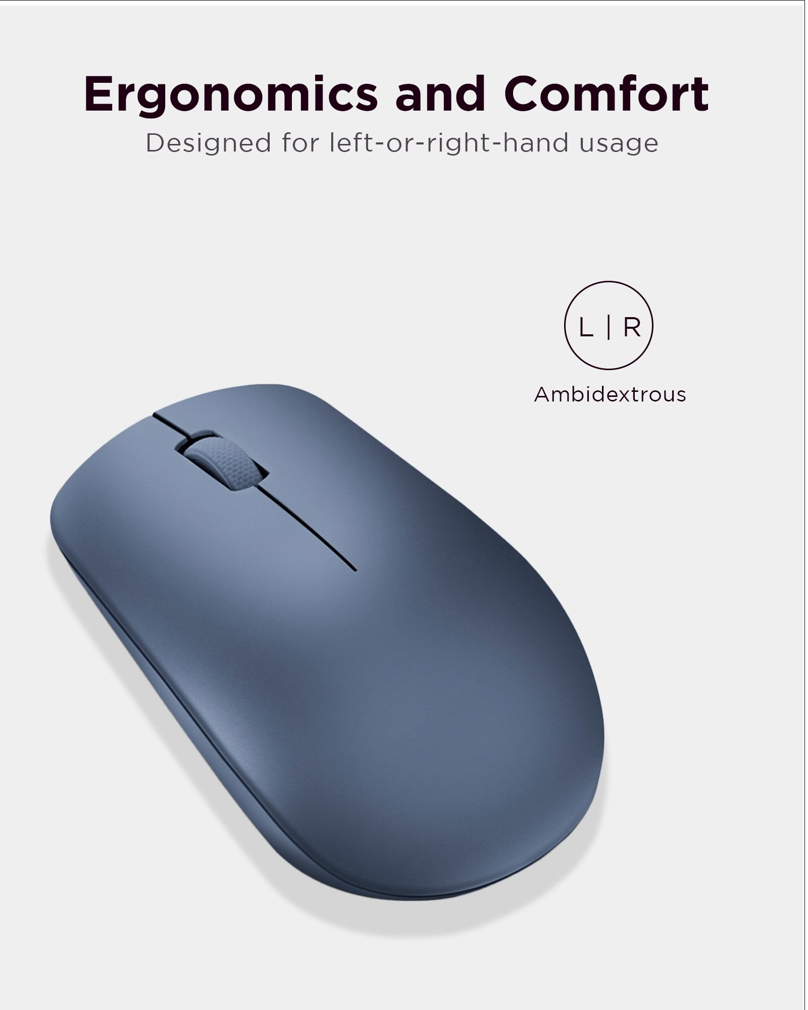 Lenovo 530 Wireless Mouse With Battery, 2.4Ghz Nano Usb, 1200 Dpi Optical Sensor, Ergonomic For Left Or Right Hand, Lightweight,