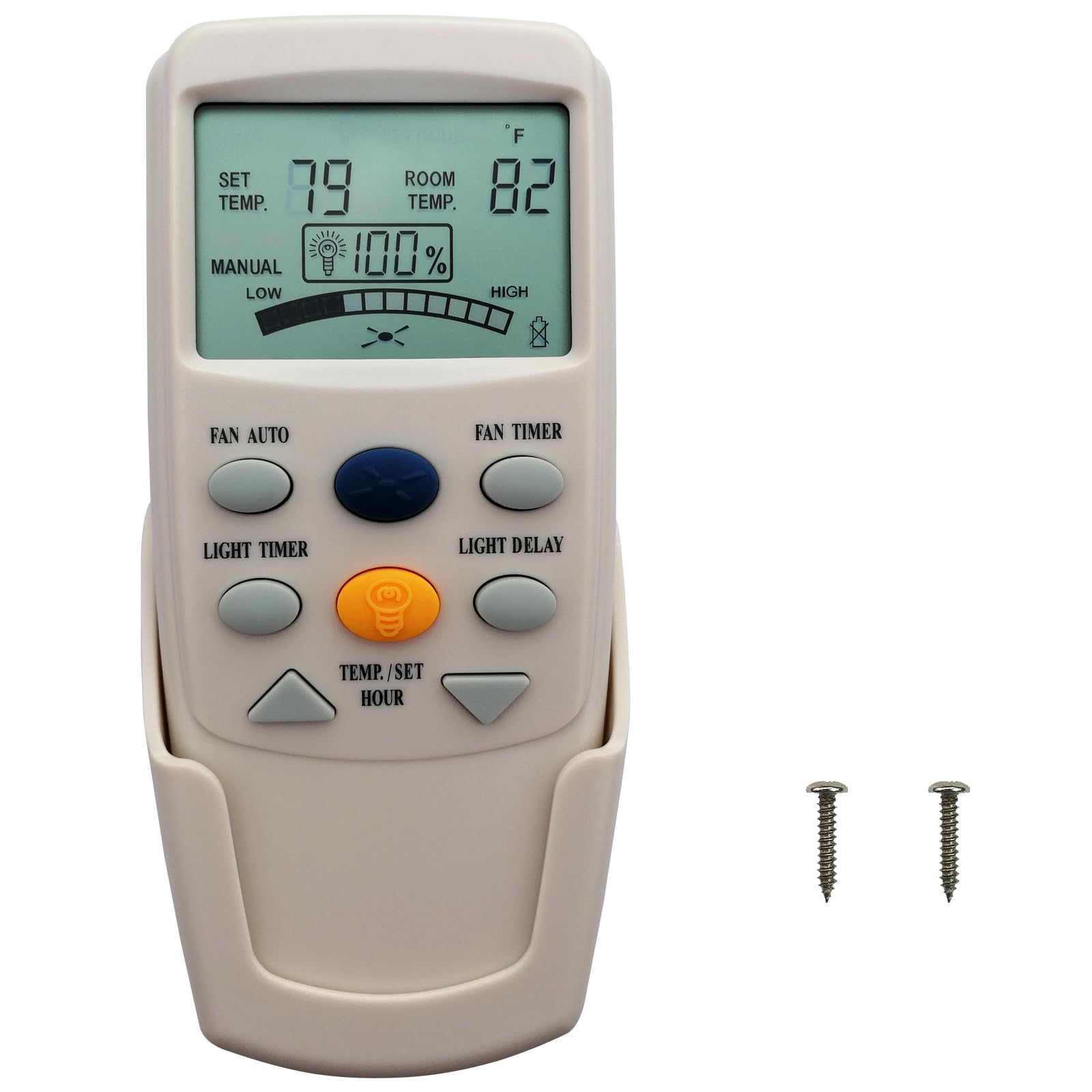 Cenming Fan 9T Thermostatic Ceiling Fan Remote Control Replacement For Hampton Bay, With Fan Timer Key,3 Speed Lcd Display Temp,