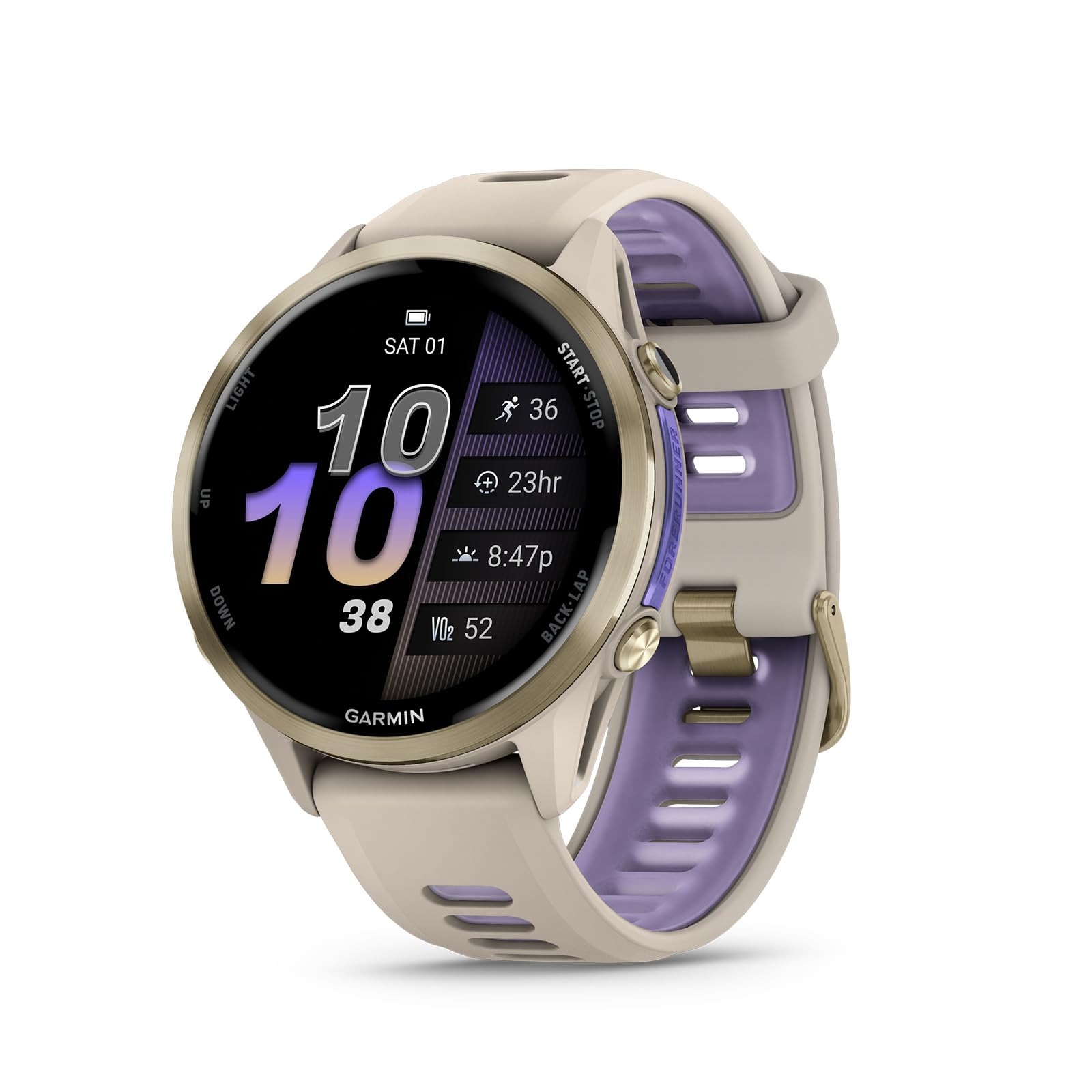 Garmin Forerunner 970 Running Smartwatch, Gps Fitness Smart Watch For Men And Women, Soft Gold Titanium With French Gray Case An