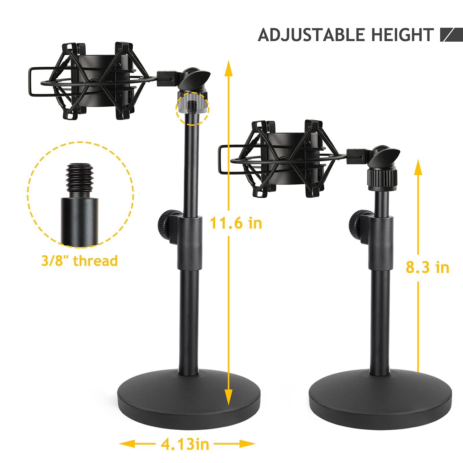 At2020 Desktop Microphone Stand, Adjustable Table Mic Stand With Mic Shock Mount For Audio Technica At2020 At2020Usb+ At2035 Atr2500 Condenser Studio Microphone By Frgyee