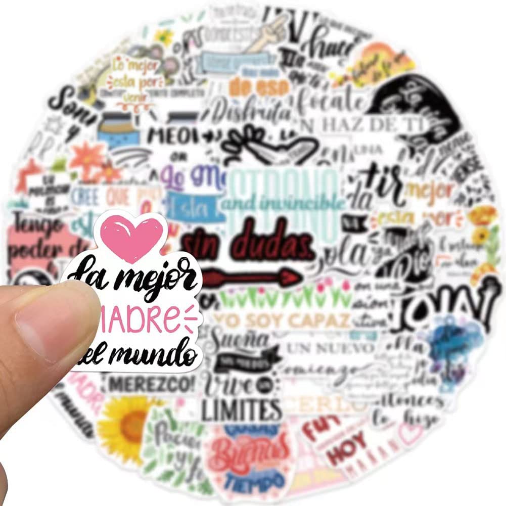 Spanish Motivational Stickers |50Pcs Encouragement Waterproof Vinyl Decals For Water Bottles Laptop Luggage Cup Computer Mobile