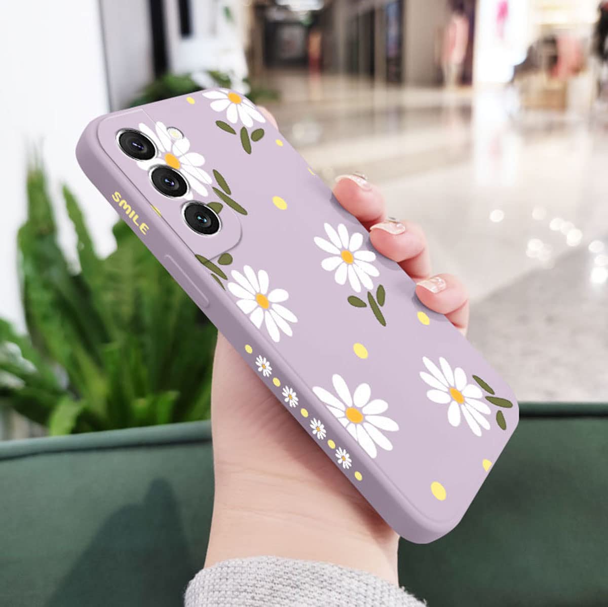 Sunswim For Galaxy S22+ Plus Case Cute Daisy Pattern Full Camera Lens Protection Slim Shockproof Tpu Bumper Liquid Silicone Prot