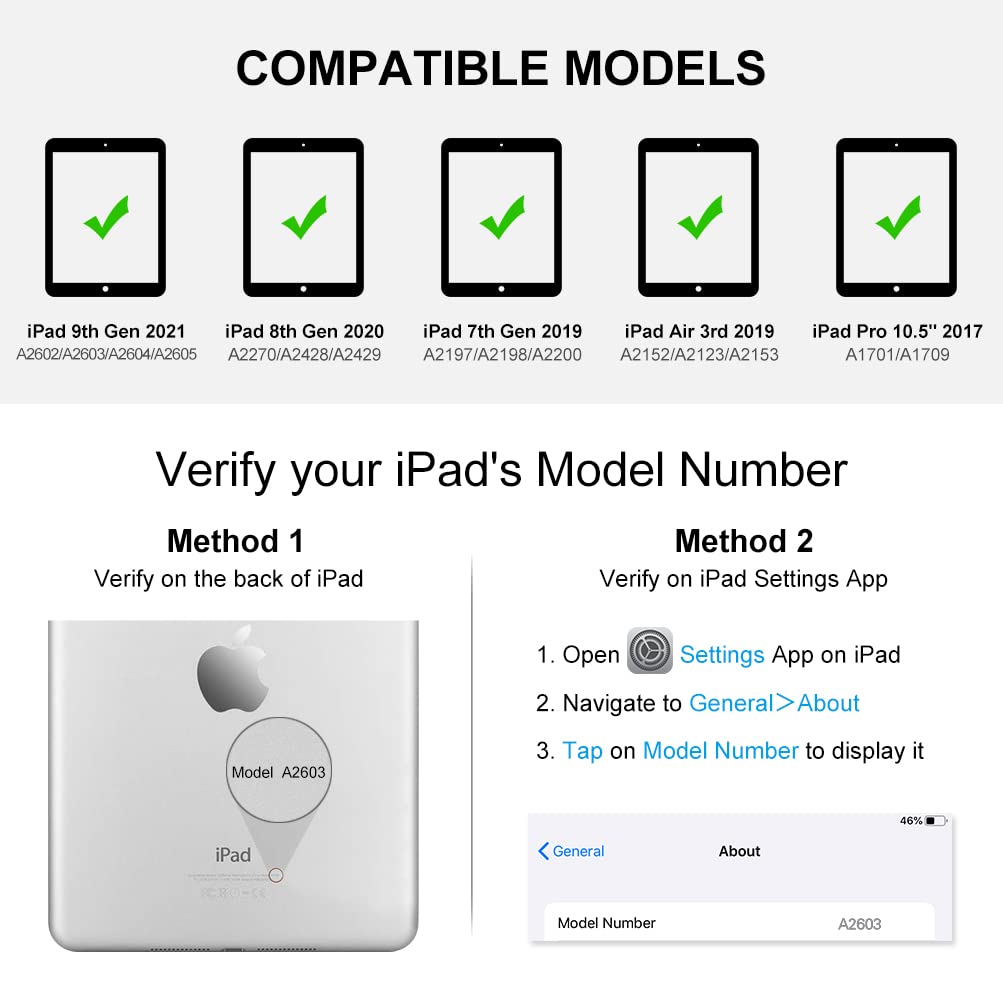 Mmk For Ipad Keyboard Case For 10.2'' 9Th/8Th/7Th Generation 2021/2020/2019, Detachable Wireless Bt Keyboard With Magnetic Prote