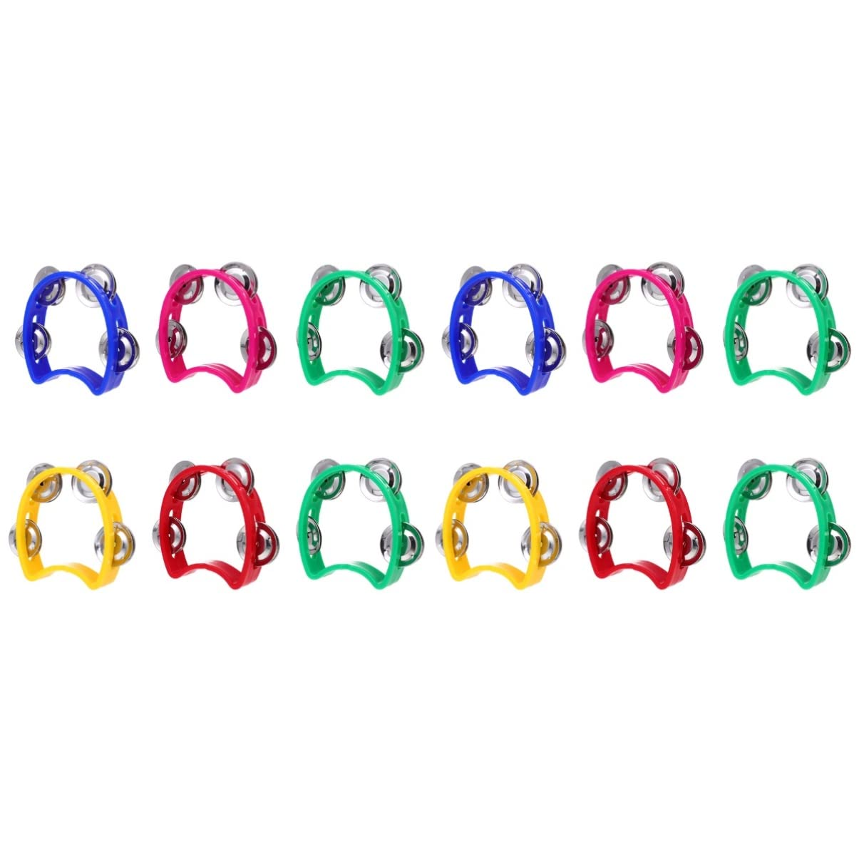 EXCLUZO 12 Pcs Plastic Musical musical instruments handbells kids handbells hand shaking bells Percussion Tambourines Double