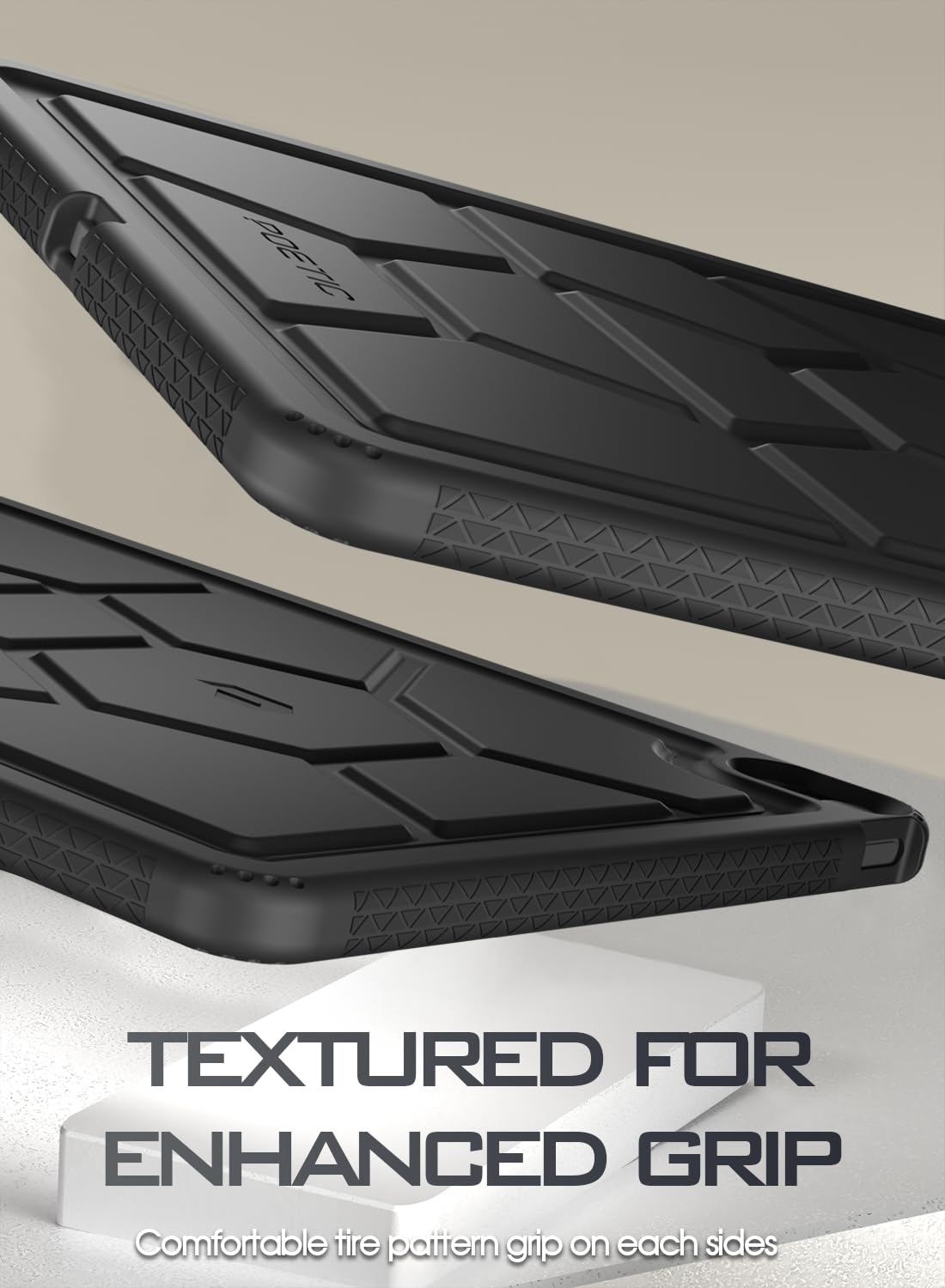 Poetic Turtleskin Series Designed For Ipad Air 13 (2025/2024) Case, Heavy Duty Shockproof Kids Friendly Silicone Protection Cover, Black