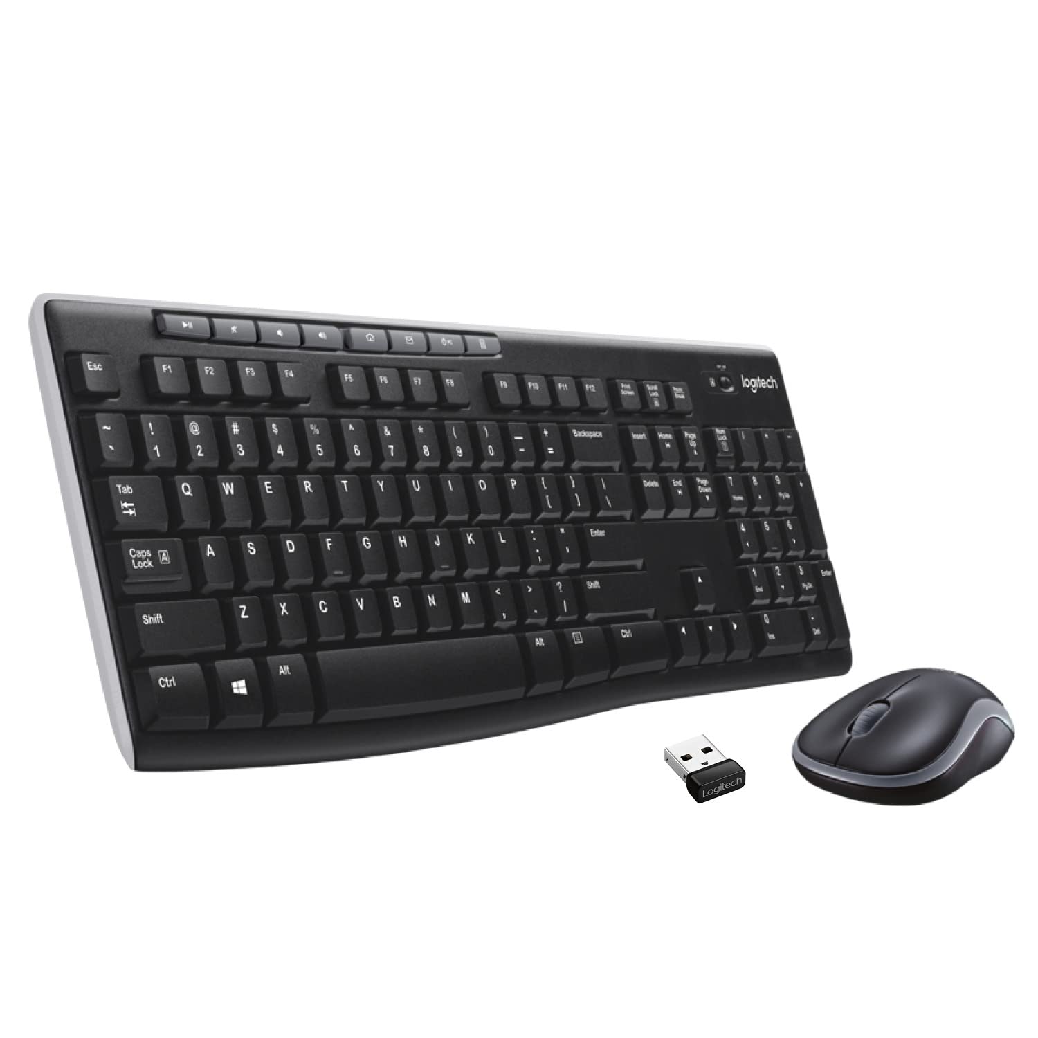 Logitech Mk270 Wireless Keyboard And Mouse Combo For Windows, 2.4 Ghz Wireless, Compact Mouse, 8 Multimedia And Shortcut Keys, F