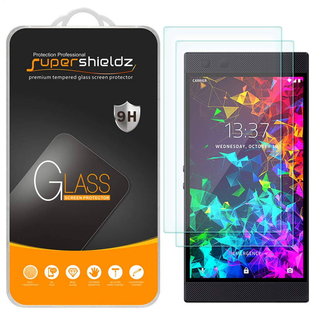 Supershieldz (2 Pack) Designed For (Razer Phone 2) Tempered Glass Screen Protector, Anti Scratch, Bubble Free