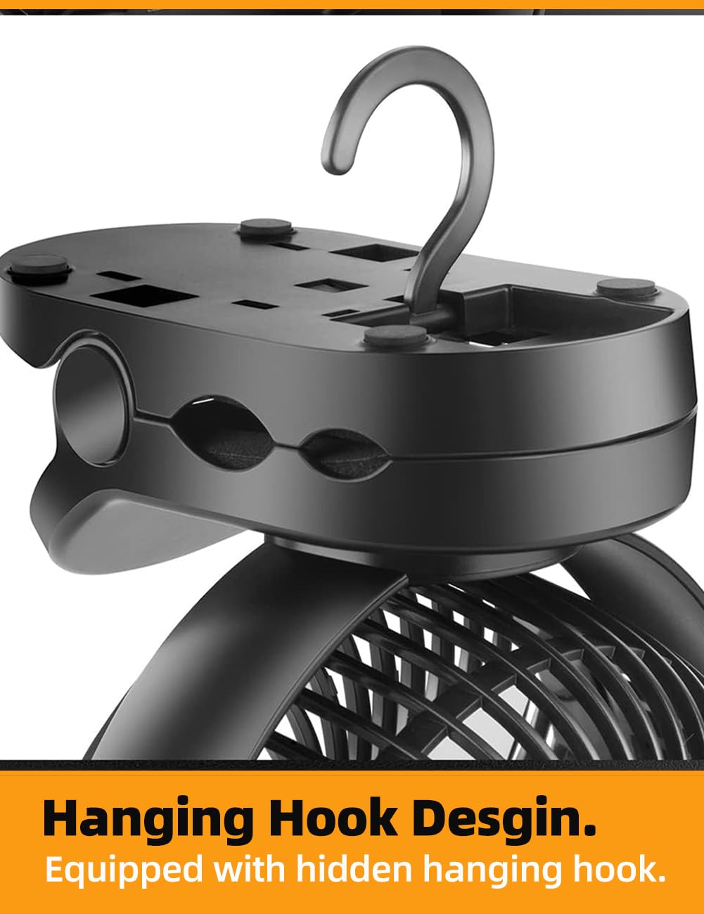 Vanprt 6'' Portable Hanging Rv Tent Fan With Remote Control,10000Mah Battery Camping Fan With Led Light And Timer, 40 Hours Work