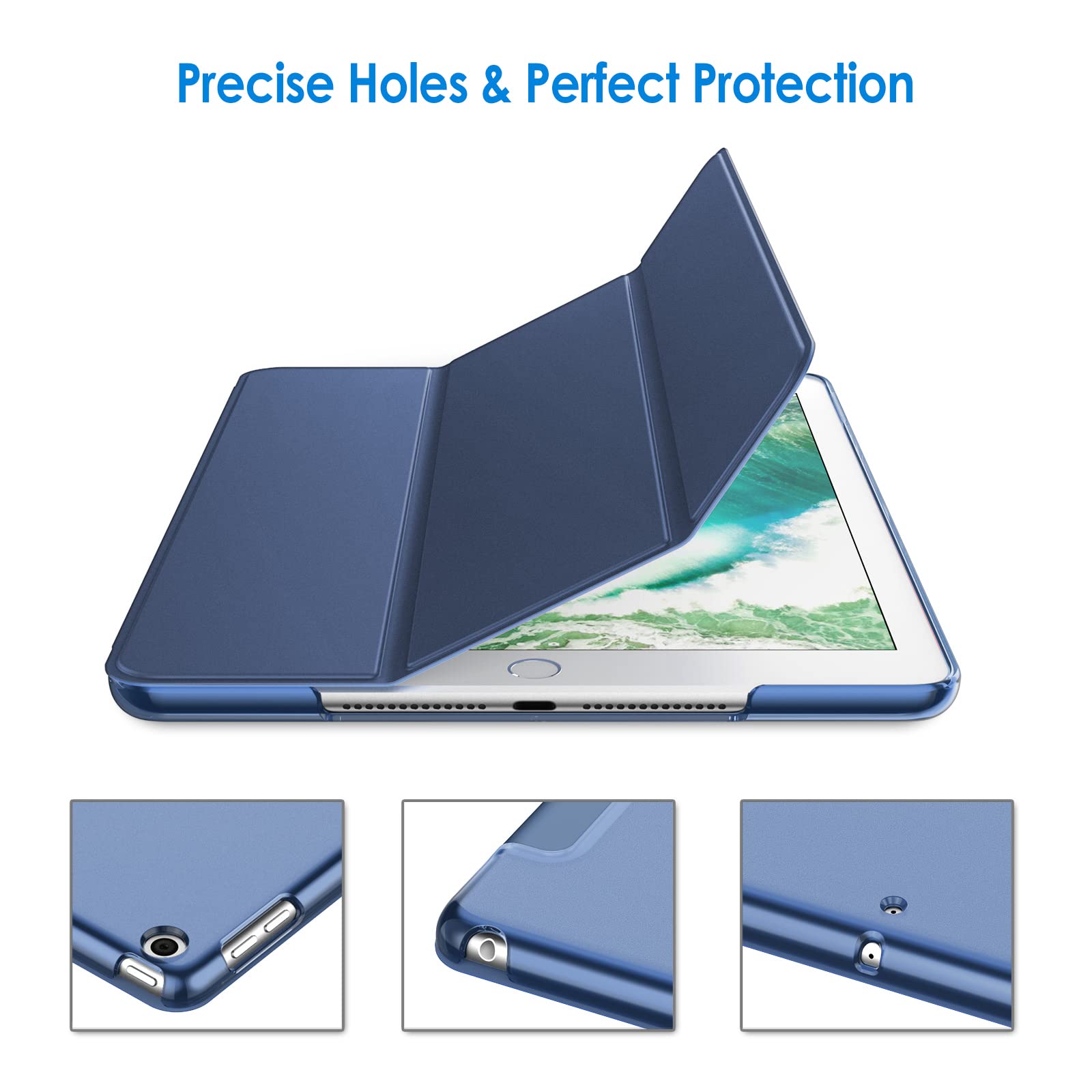 Jetech Case For Ipad (9.7-Inch, 2018/2017 Model, 6Th/5Th Generation), Smart Cover Auto Wake/Sleep (Deep Navy)