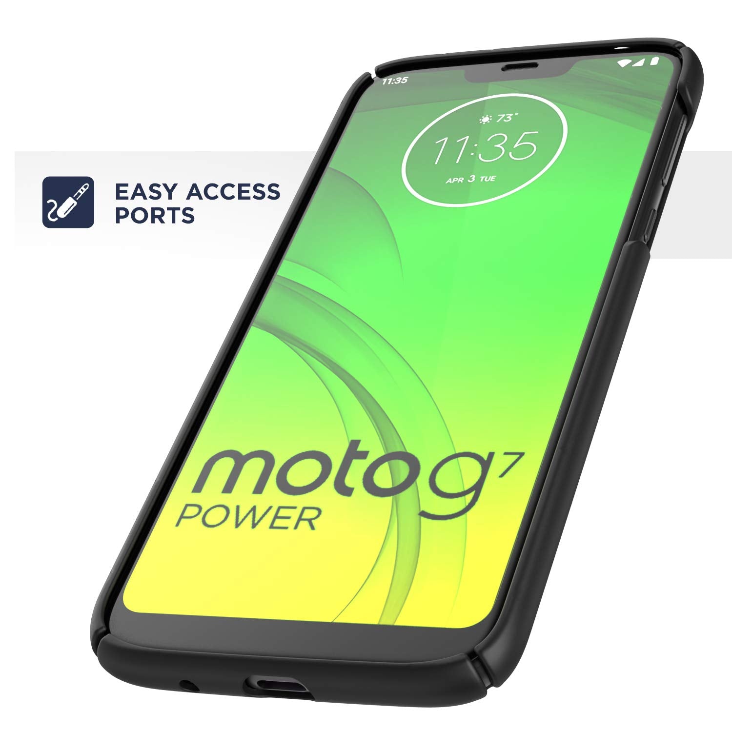 Encased Moto G7 Power Belt Case With Kickstand (2019 Slimline) Ultra Thin Cover W/Holster Clip   Black