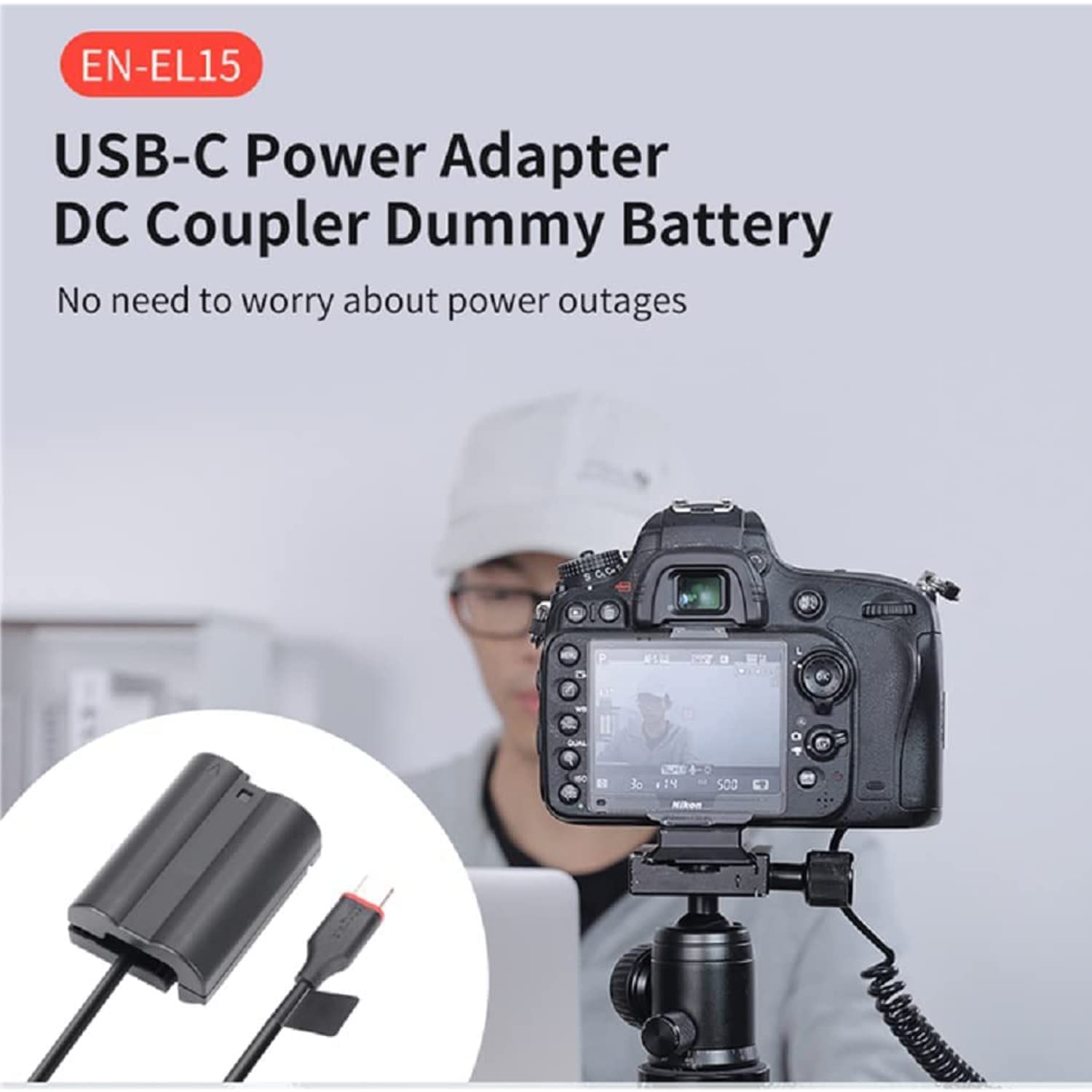 King Ma En El15 Dummy Battery Decoded En El15 Battery Replacement With Type C Spring Power Adapter Cable For Nikon Z5 Z6 Z7 D750
