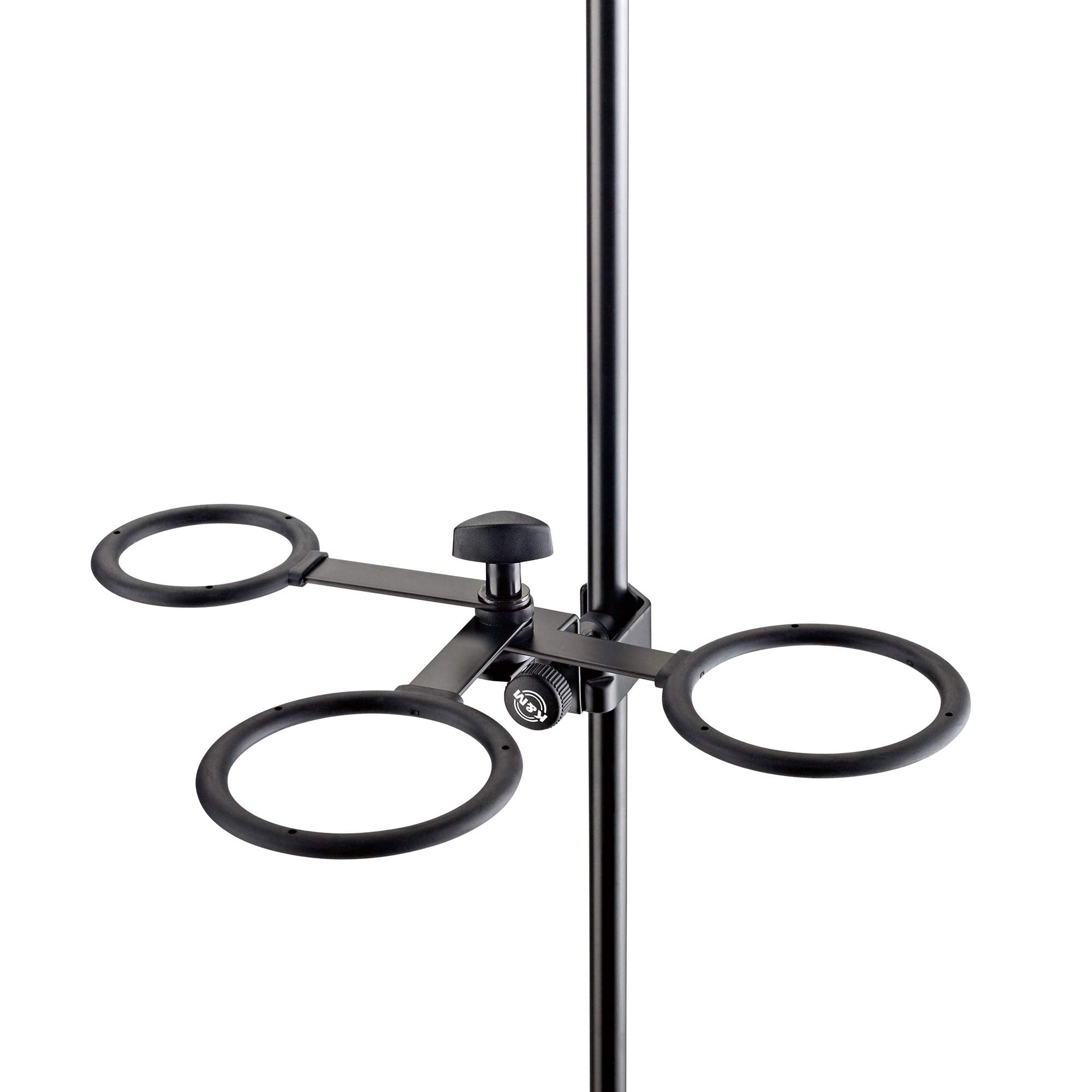 K&M K�nig & Meyer 15910.000.55 Mute Holder For 3 Mutes | Stand Attachment Trumpets, Cornets Or Flugelhorns | Professional Grade For All Musicians | Rubberized Holders | German Made Black