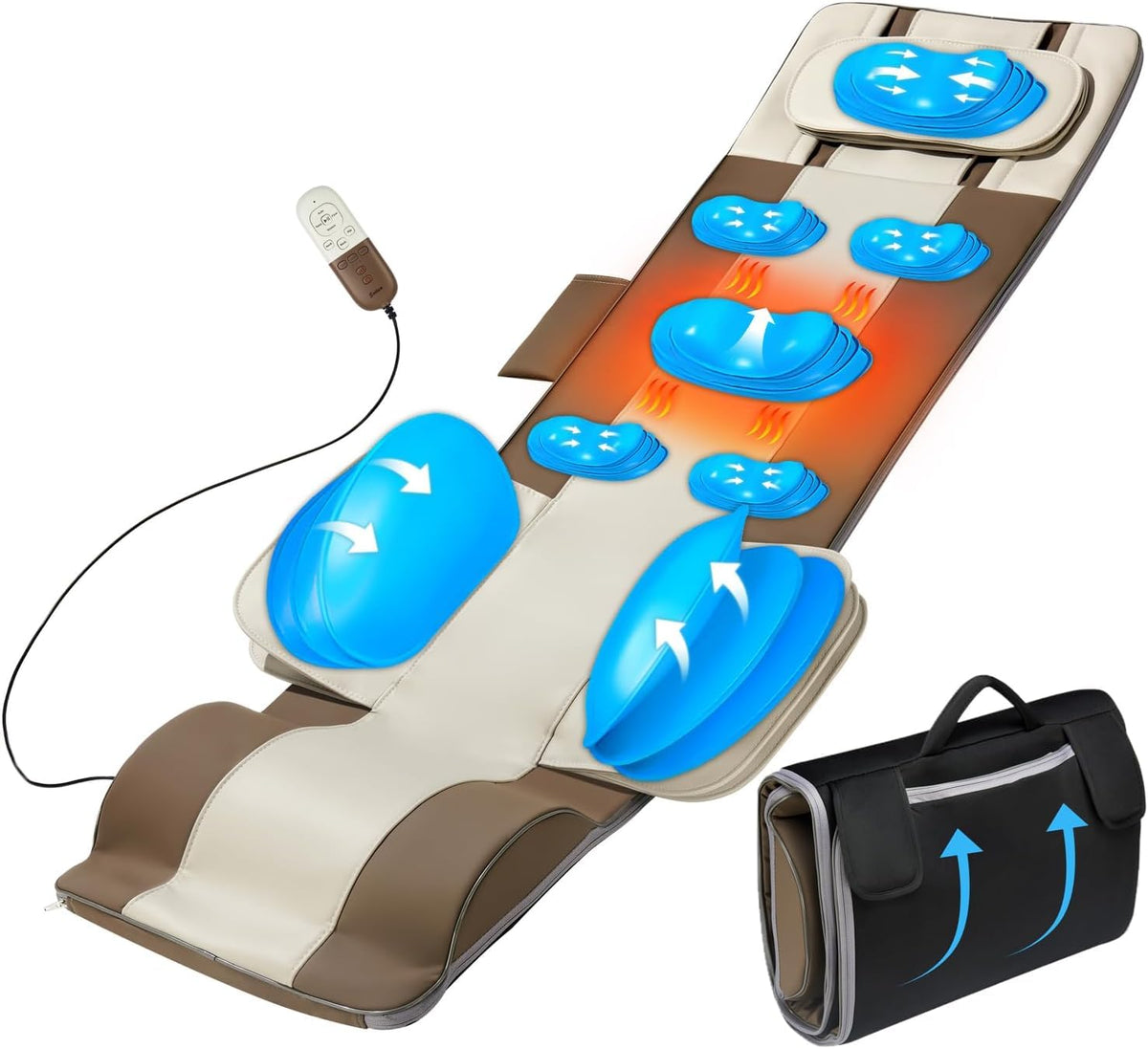 Full Body Massage Mat With Airbags Stretching & Heating, 3D Lumbar Traction & Relaxation, Back Massager Pad, 4 Modes 3 Intensiti