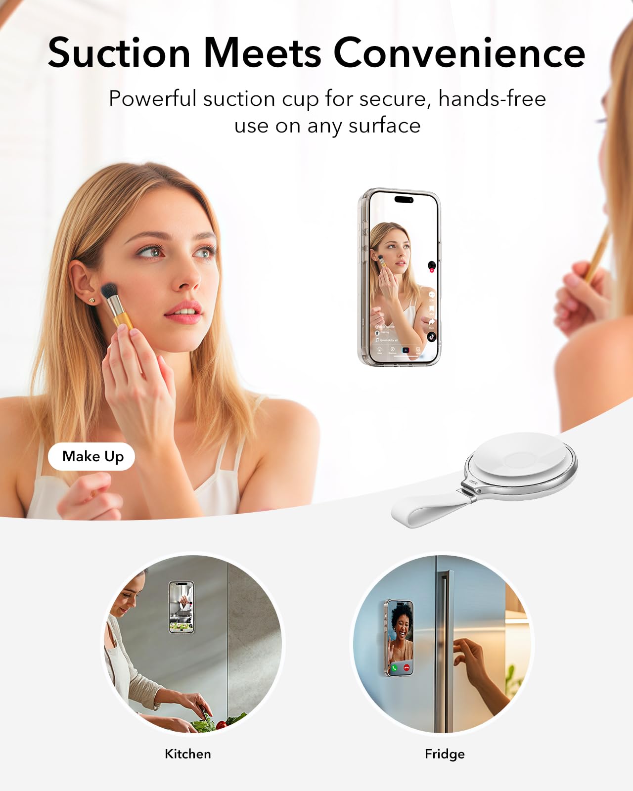 Esr For Magsafe Suction Mount, Sticky Phone Grip, Magnetic Phone Suction Grip, Silicone Suction Cup Phone Mount, Hands-Free Mirr