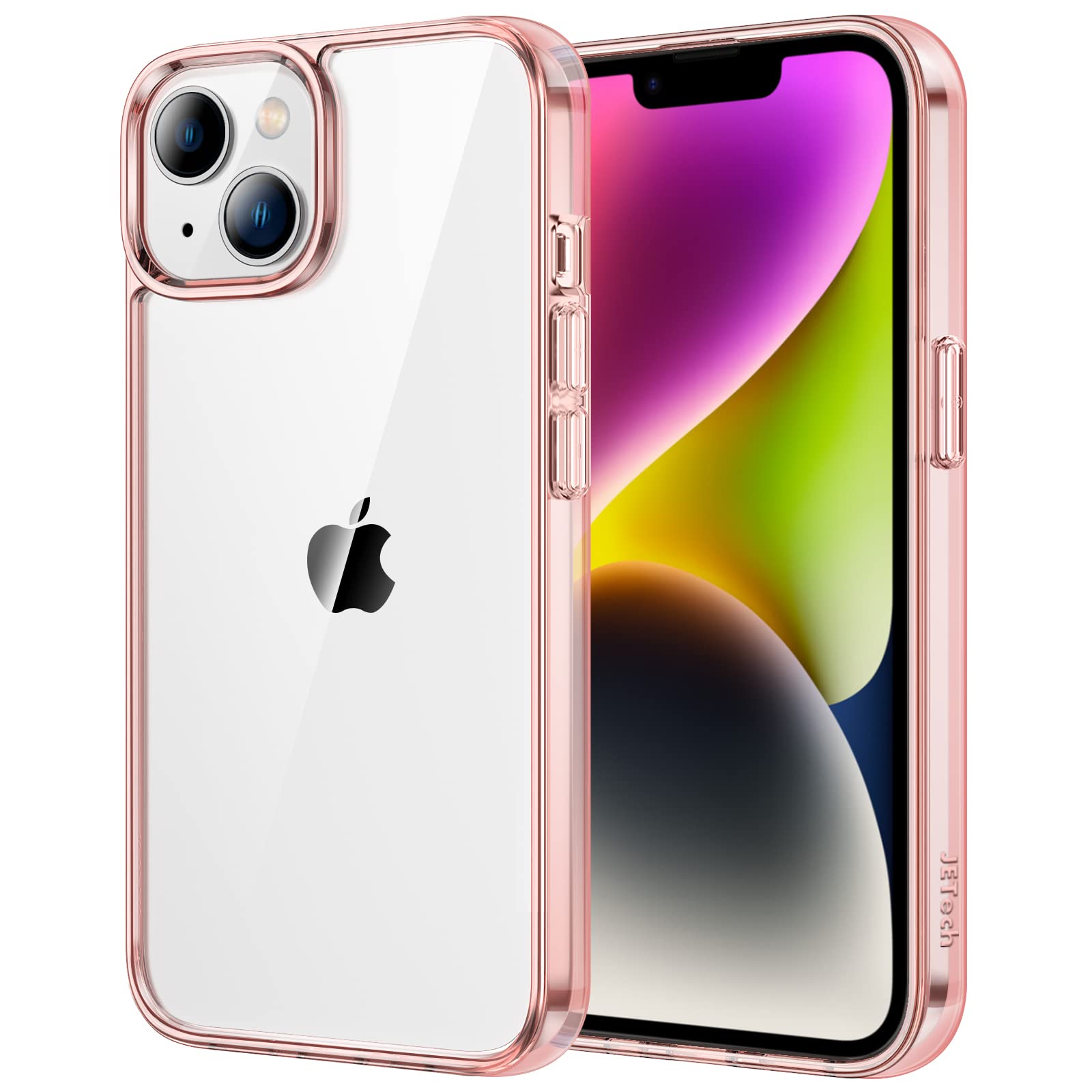 Jetech Case For Iphone 14 Plus 6.7 Inch, Non Yellowing Shockproof Phone Bumper Cover, Anti Scratch Clear Back (Rose Gold)