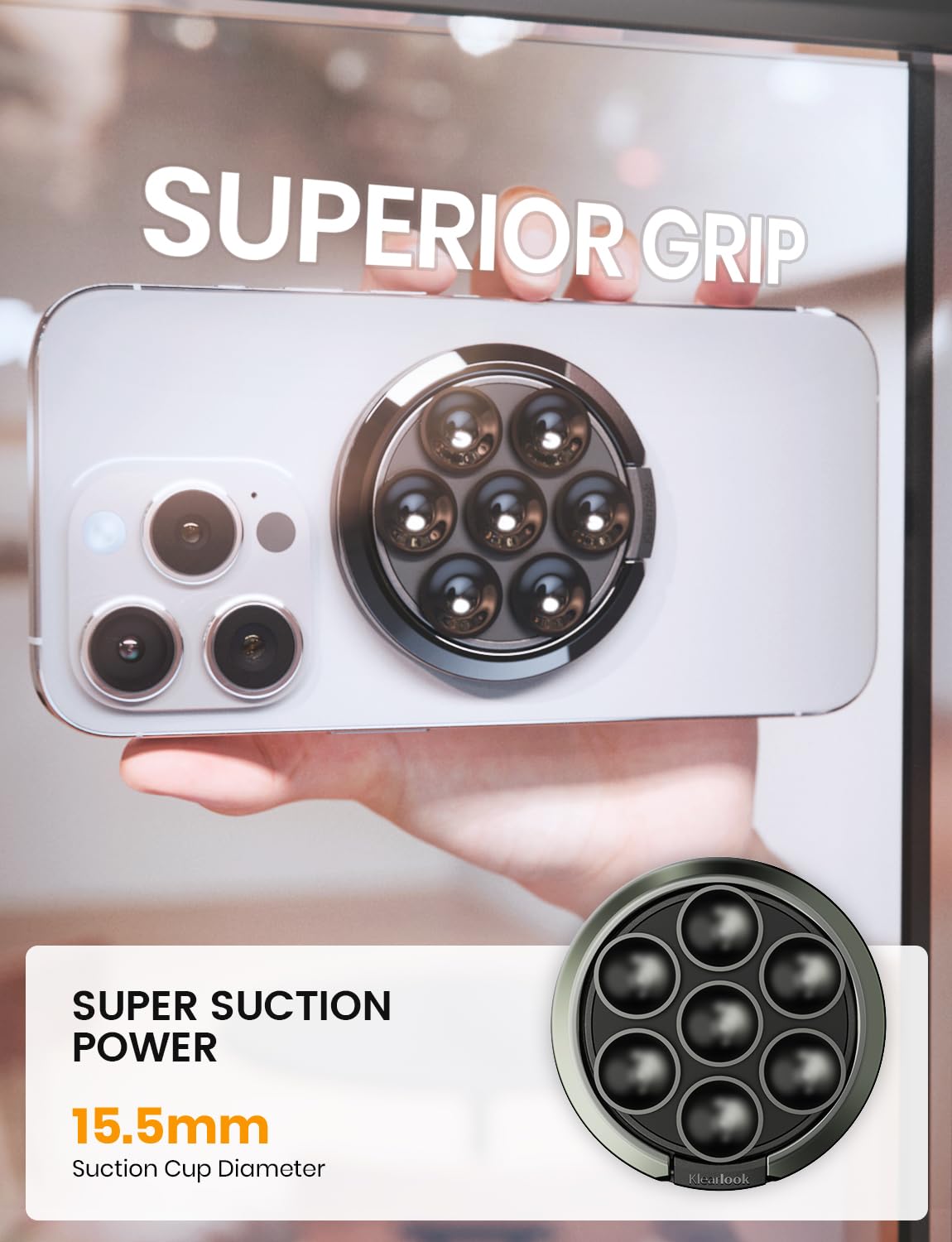 Magnetic Suction Phone Mount Built-In Mirror For Magsafe Case, Silicone Octo Cup Buddy Sticky Grip Holder For Iphone, Adjustable