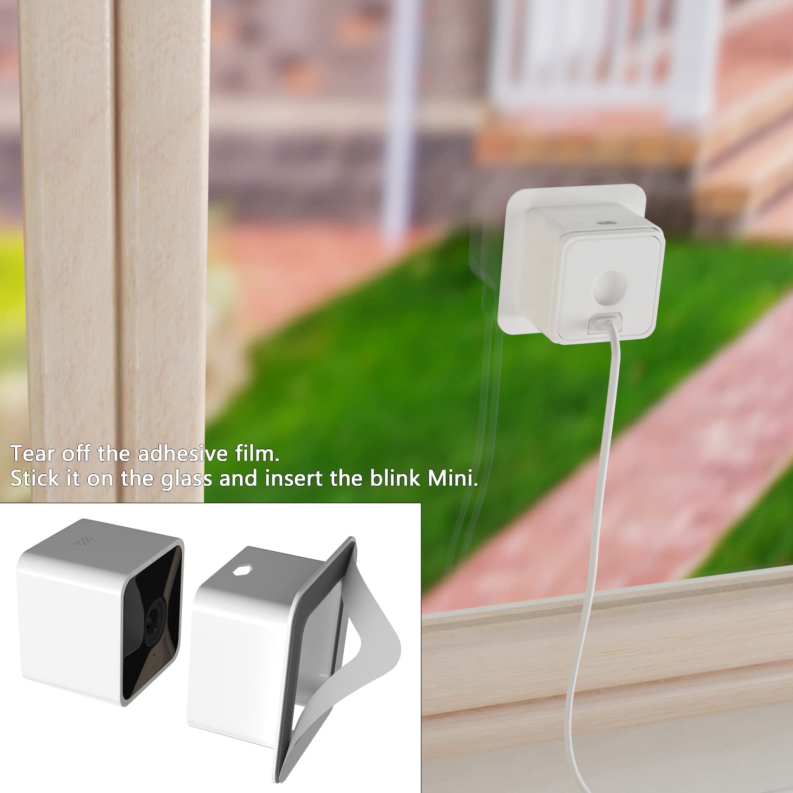 Teccle ( Pack Of 2 ) Window Mount For Blink Mini, Through Window Use Blink Mini Camera, No Need To Run Wiring Outdoors (Not Compatible With Blink Mini 2)