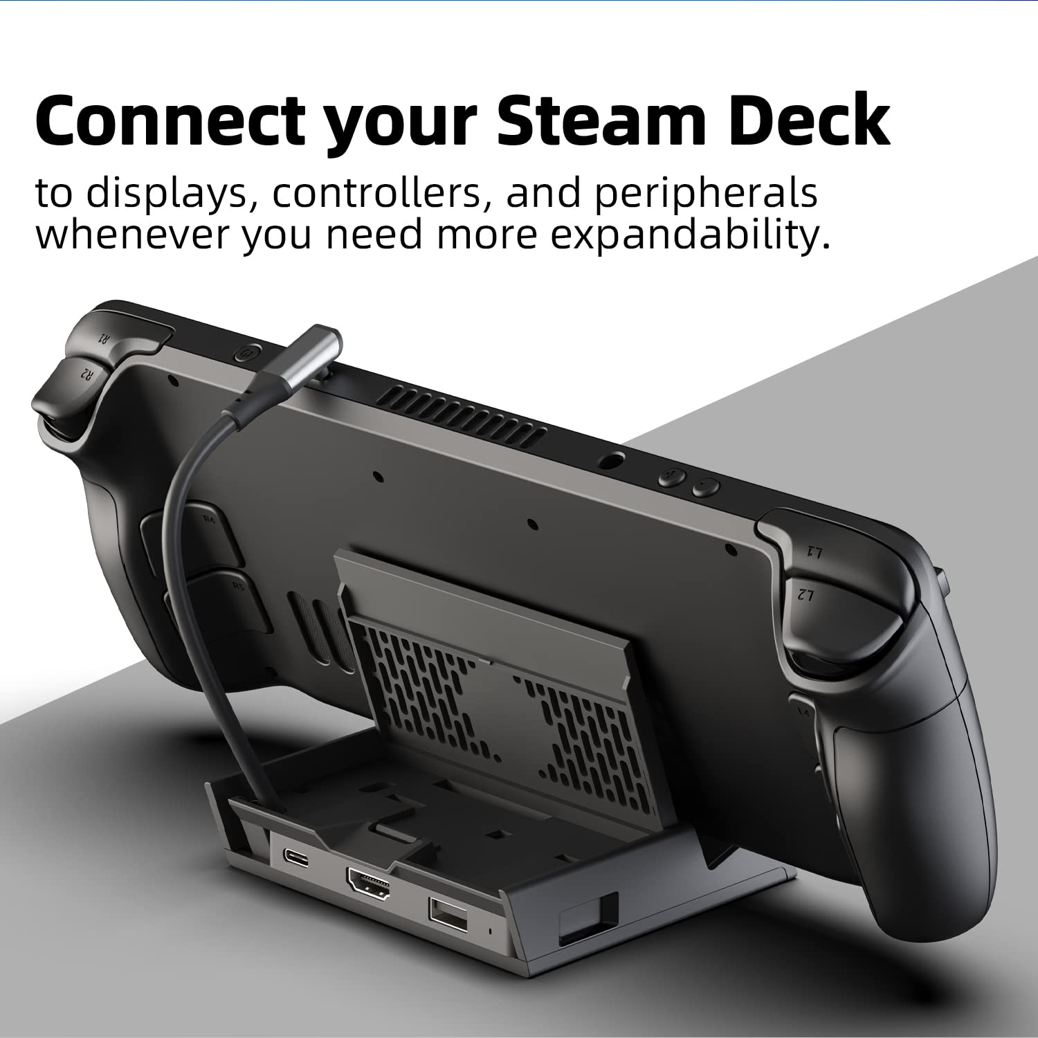 Skull & Co. SteamDock USB Hub HDMI Adapter for Steam Deck, ROG Ally, Switch OLED - Portable, Compact, Black, Model SDK-BK